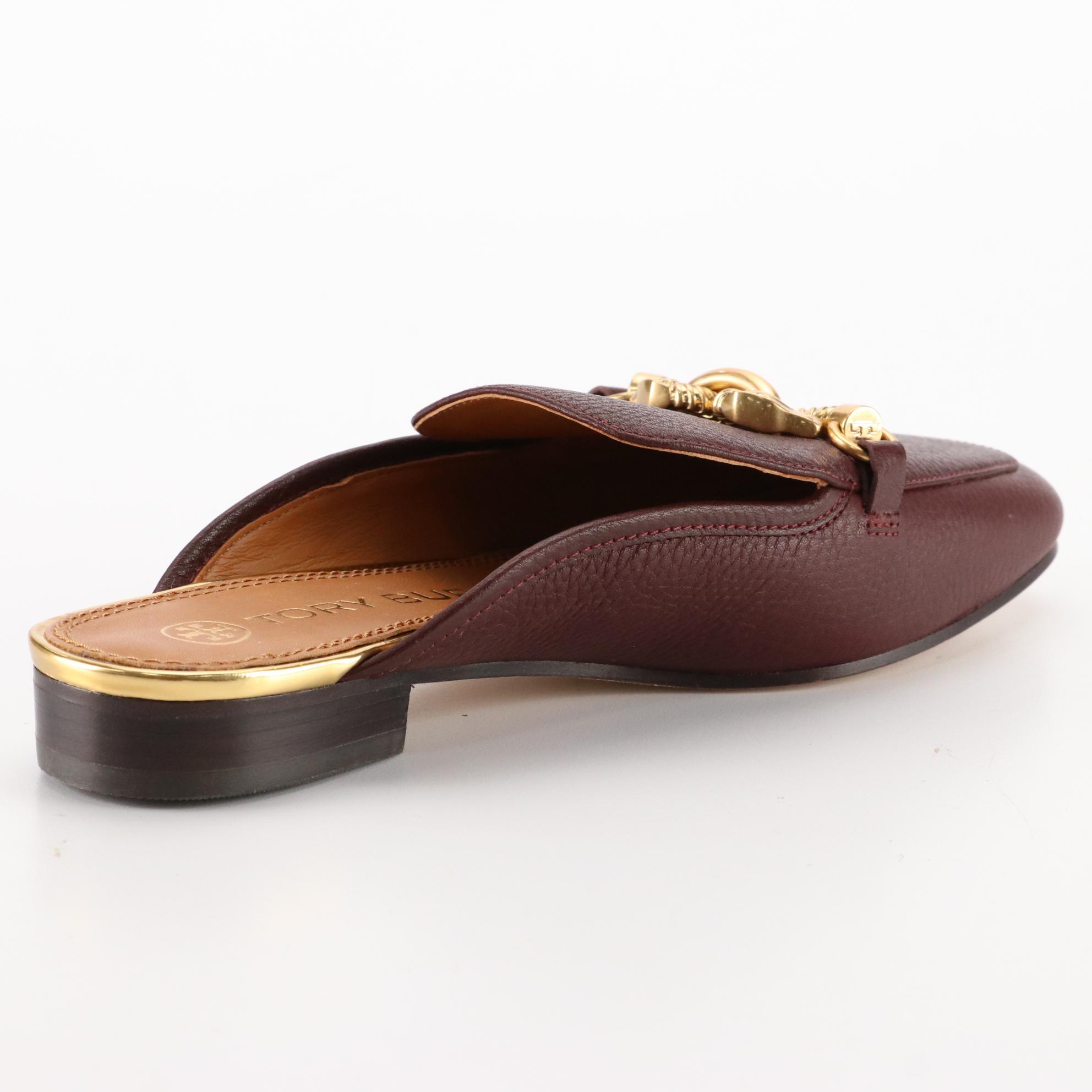 Tory Burch Jessa Mules in Pebbled Leather with Box