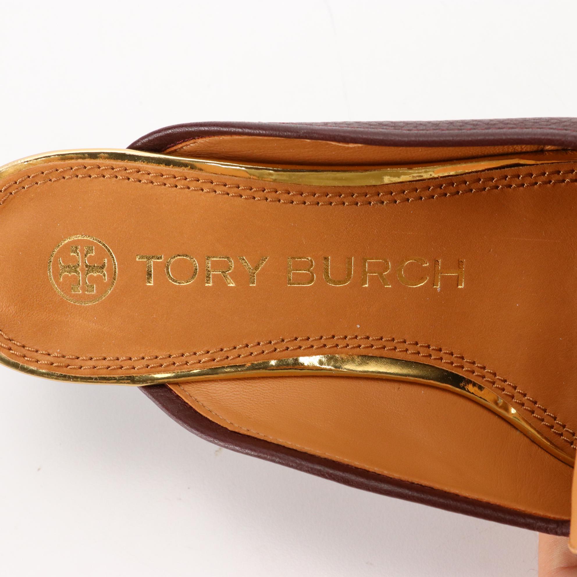 Tory Burch Jessa Mules in Pebbled Leather with Box