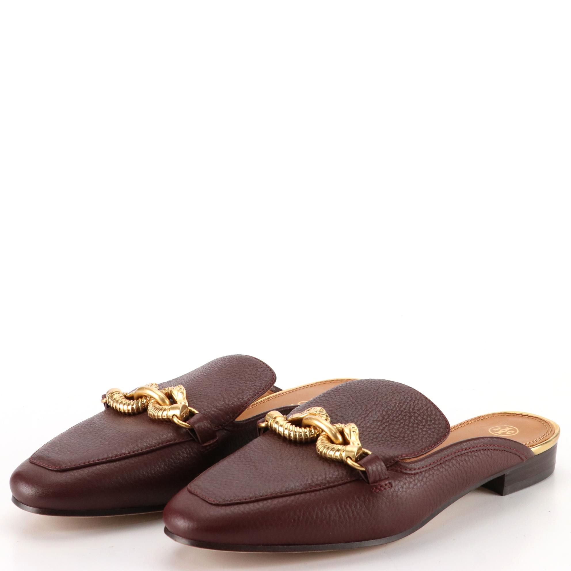 Tory Burch Jessa Mules in Pebbled Leather with Box