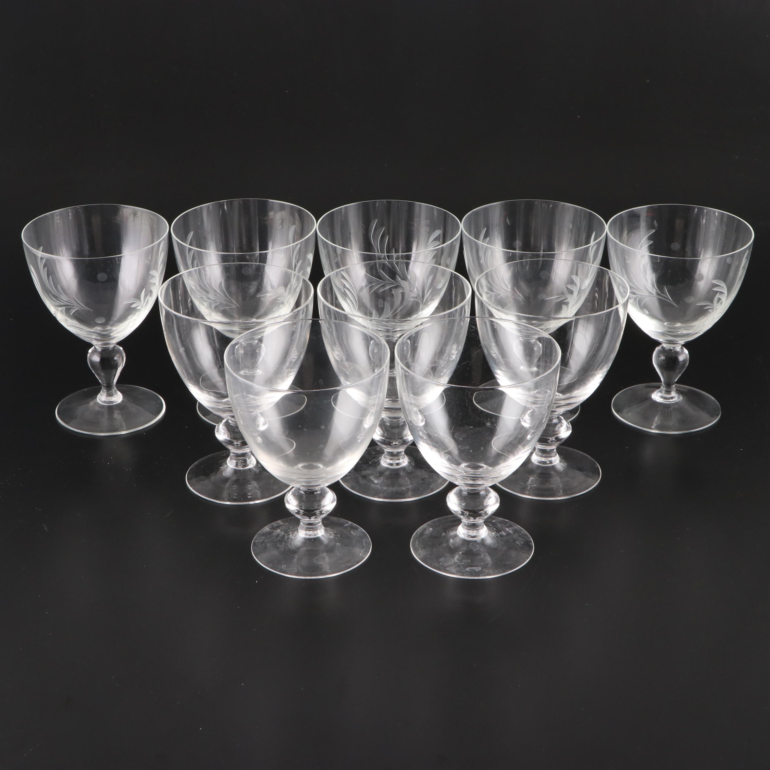 Etched Glass Wine Glasses, 20th Century