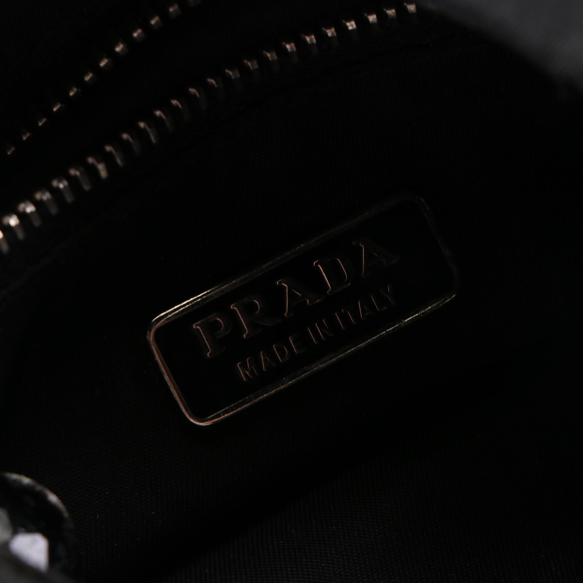 Prada Bow Handbag in Black Tessuto Nylon with Beaded Handle