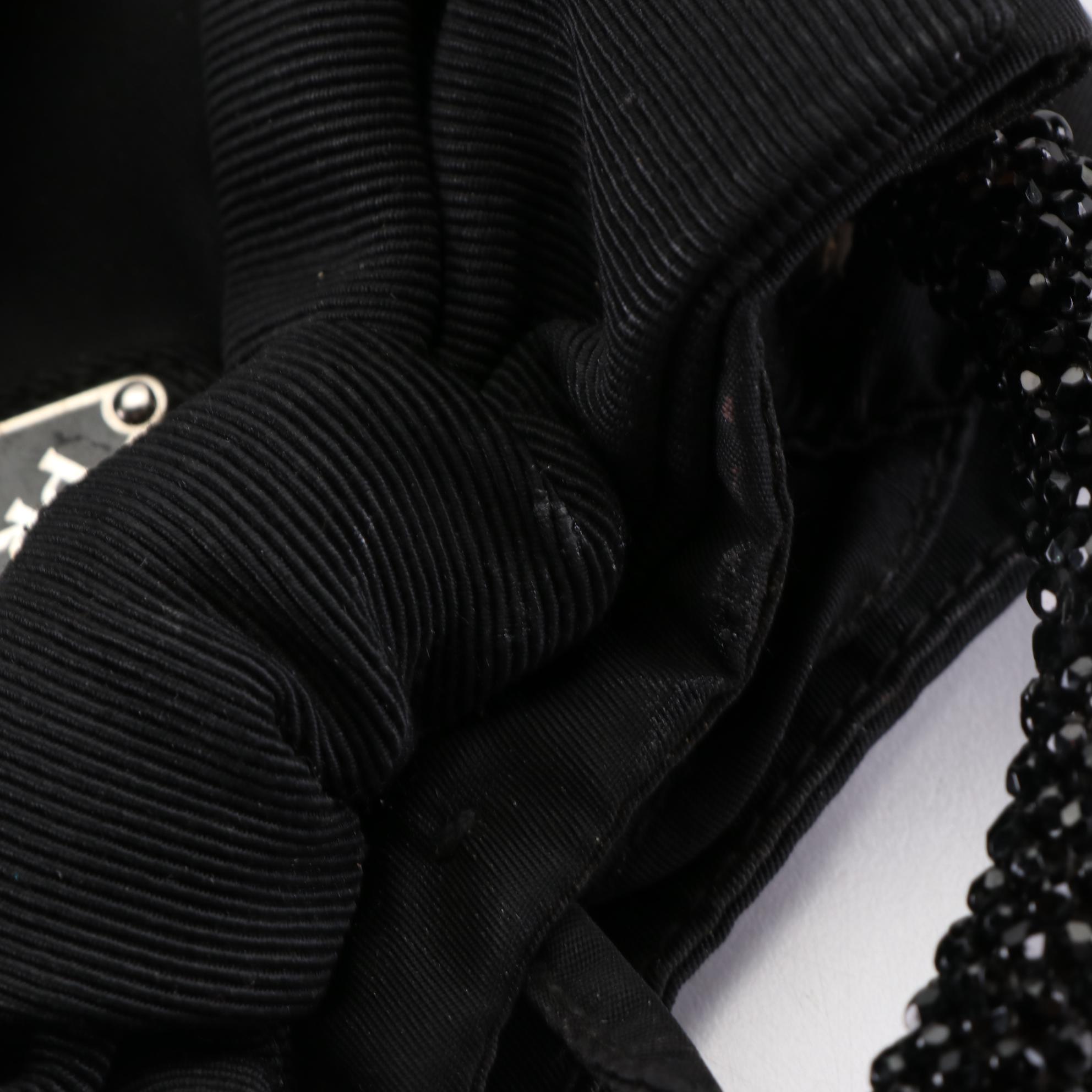 Prada Bow Handbag in Black Tessuto Nylon with Beaded Handle