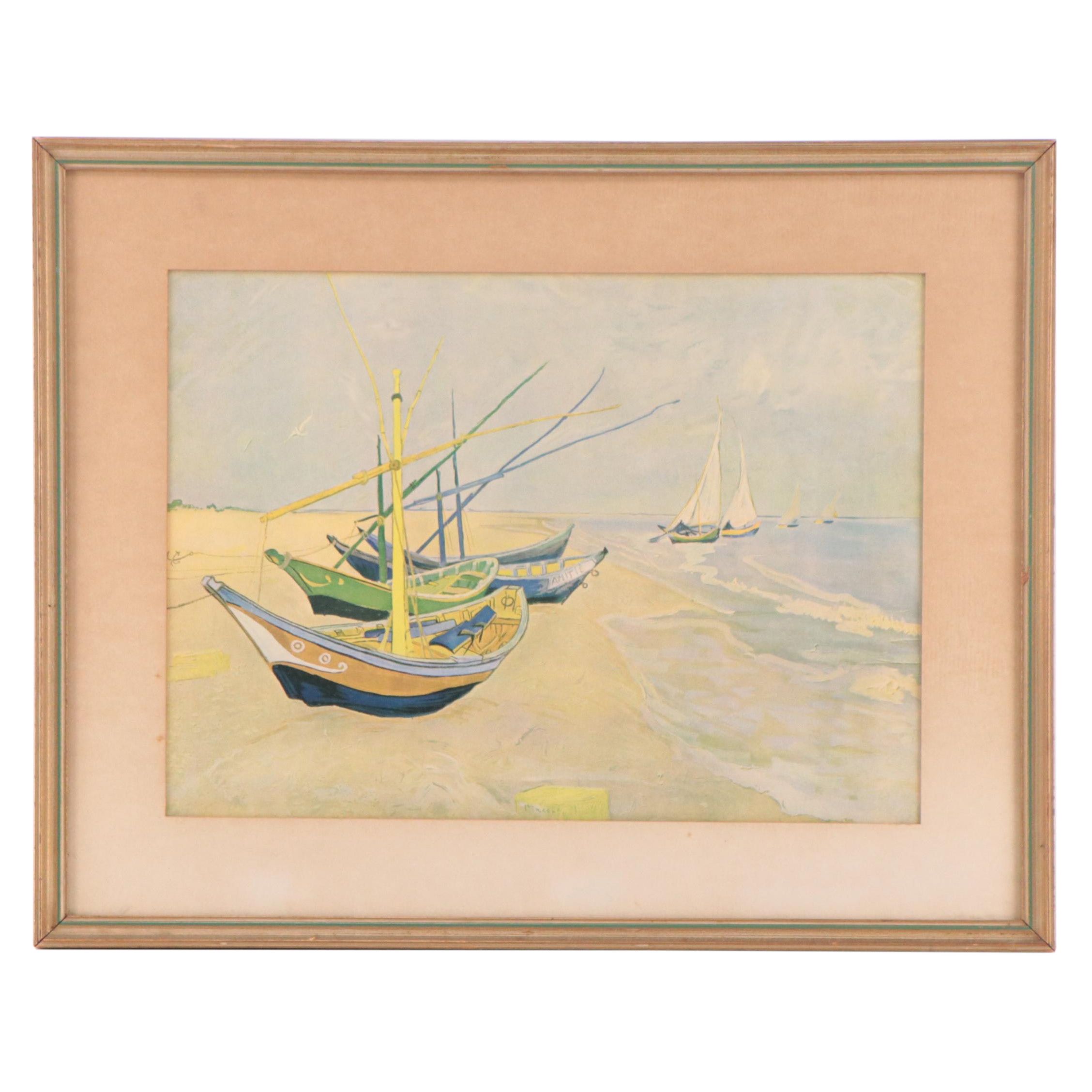 Offset Lithograph After Vincent van Gogh "Fishing Boats on the Beach"