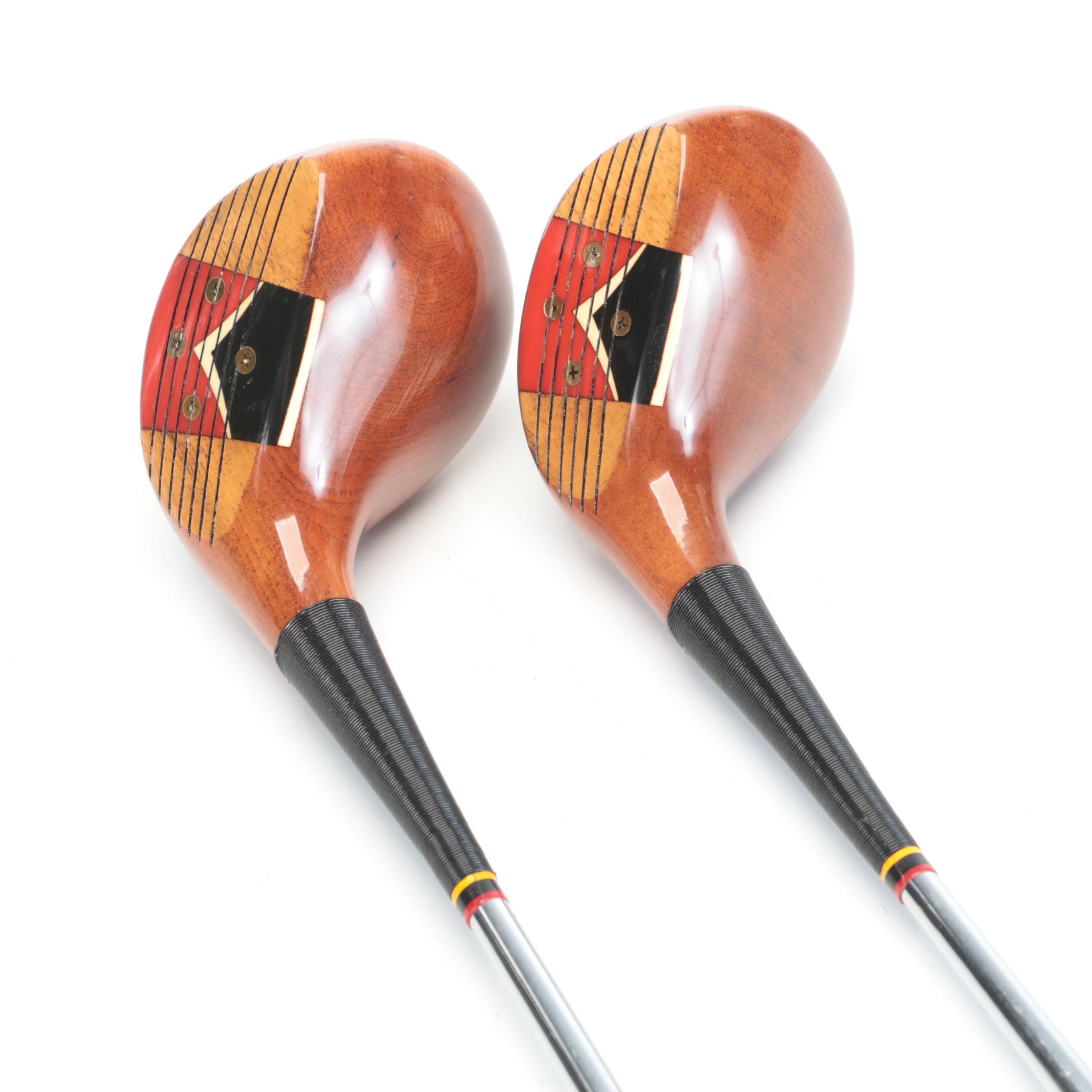 Spalding Model 86 Persimmon Wood 1-4 Wood Golf Clubs