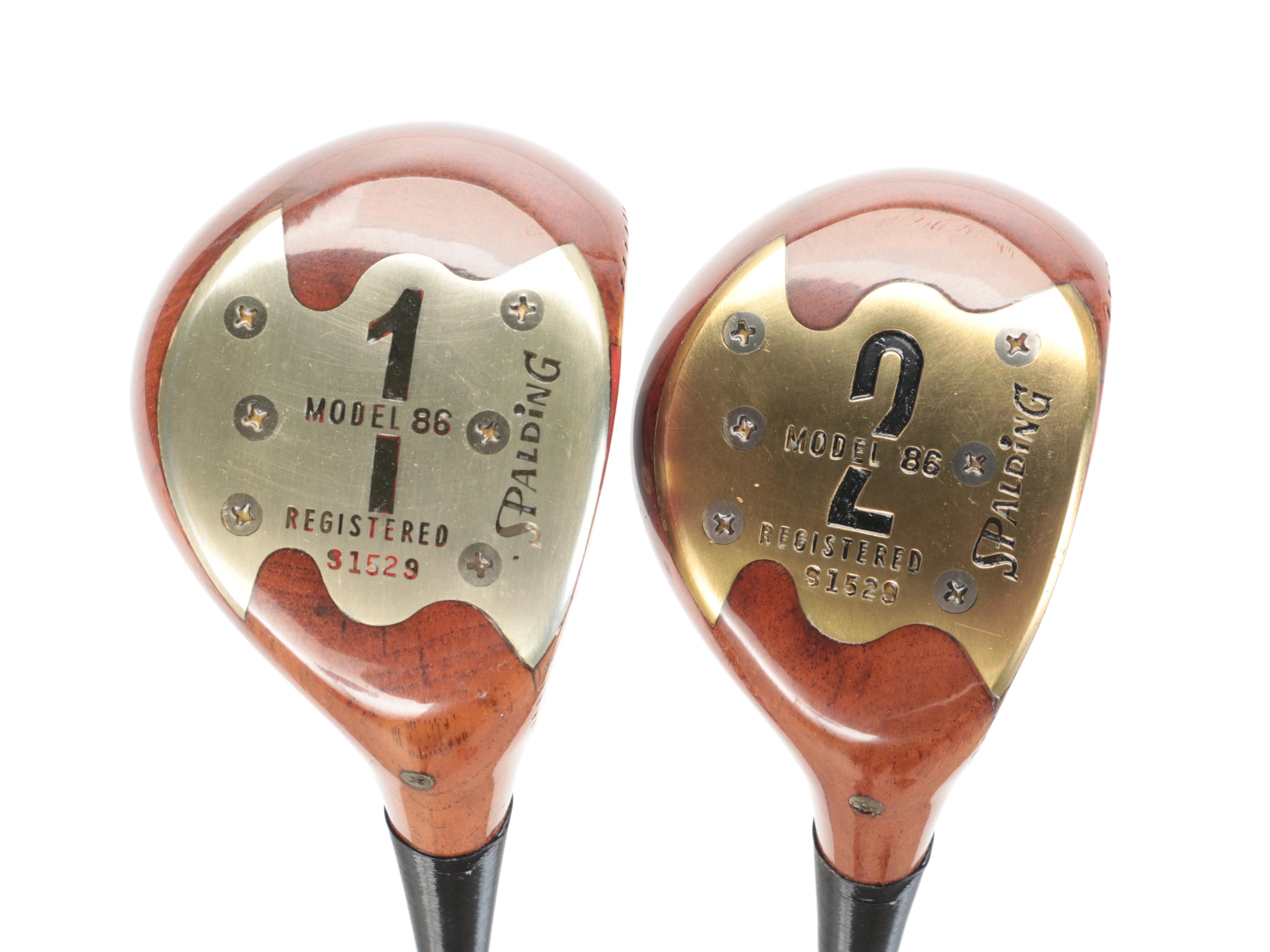 Spalding Model 86 Persimmon Wood 1-4 Wood Golf Clubs