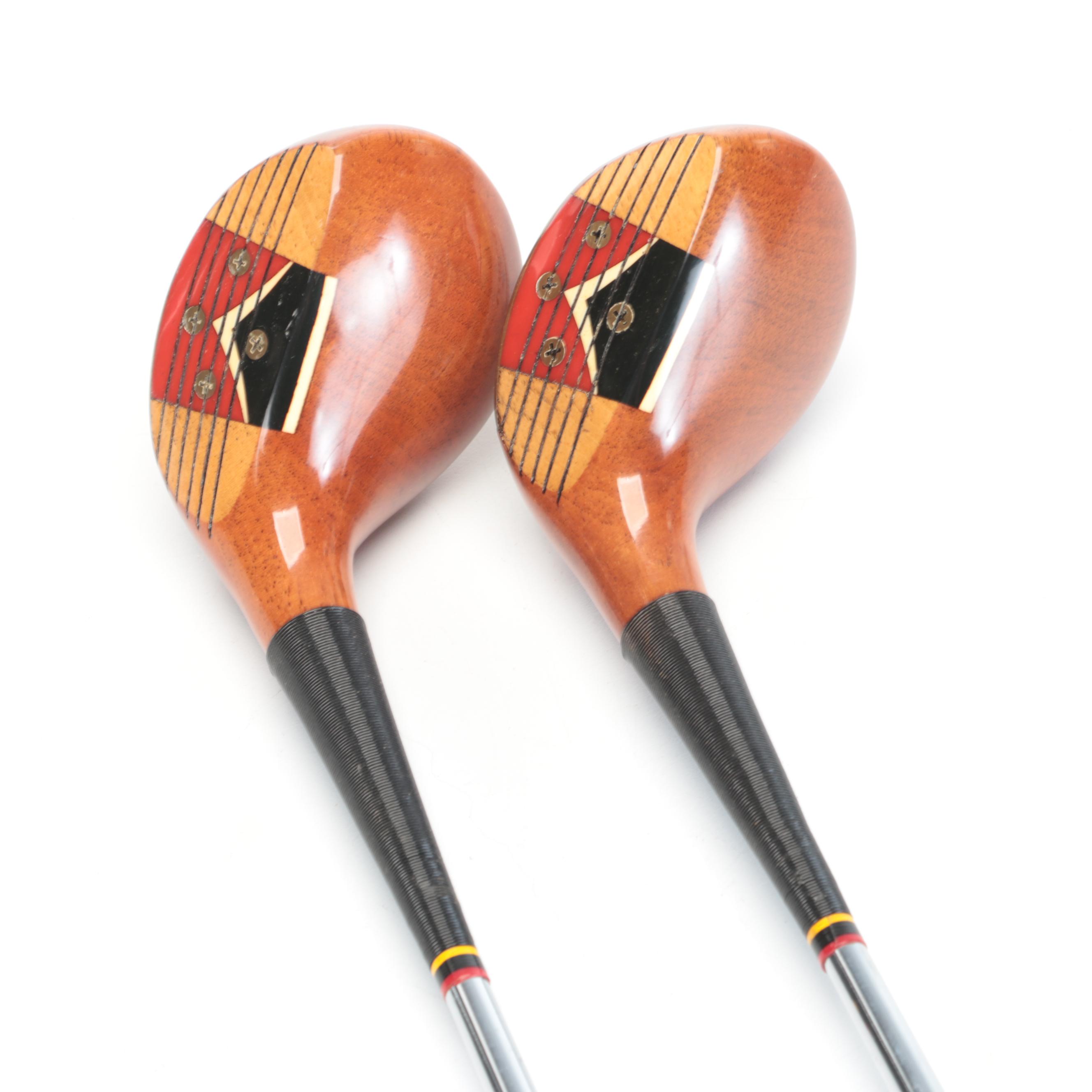 Spalding Model 86 Persimmon Wood 1-4 Wood Golf Clubs