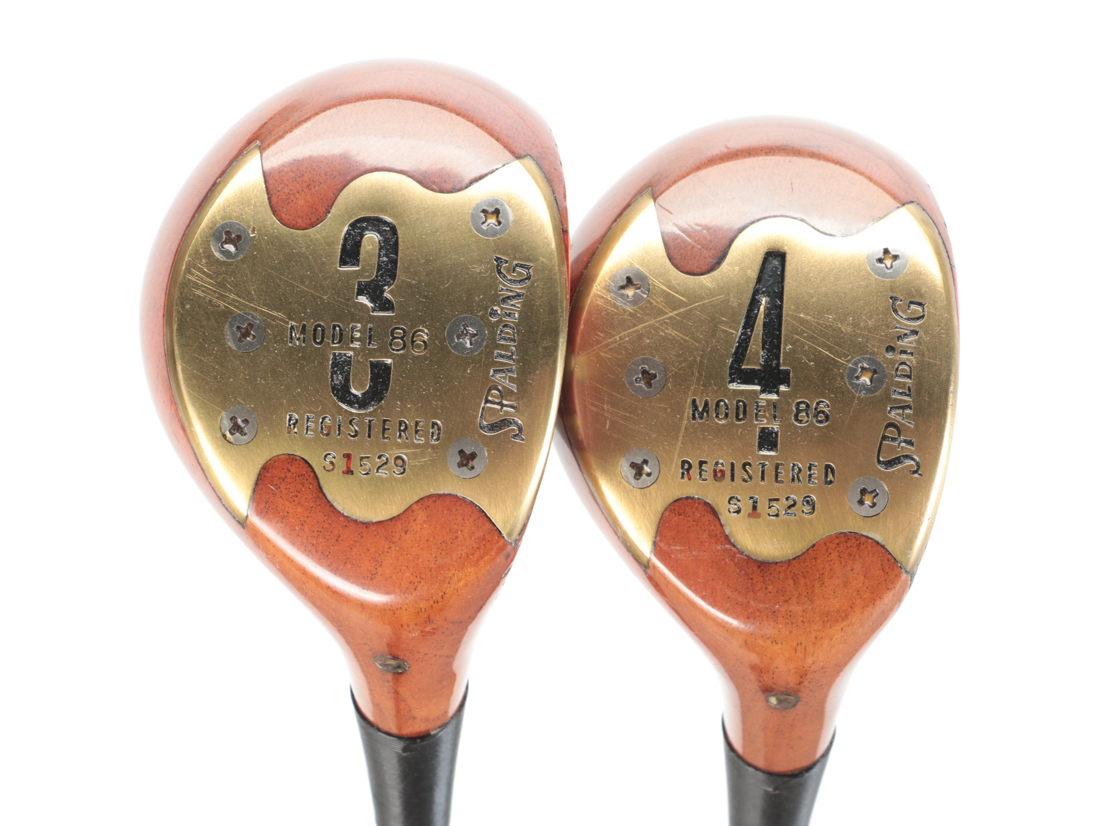 Spalding Model 86 Persimmon Wood 1-4 Wood Golf Clubs