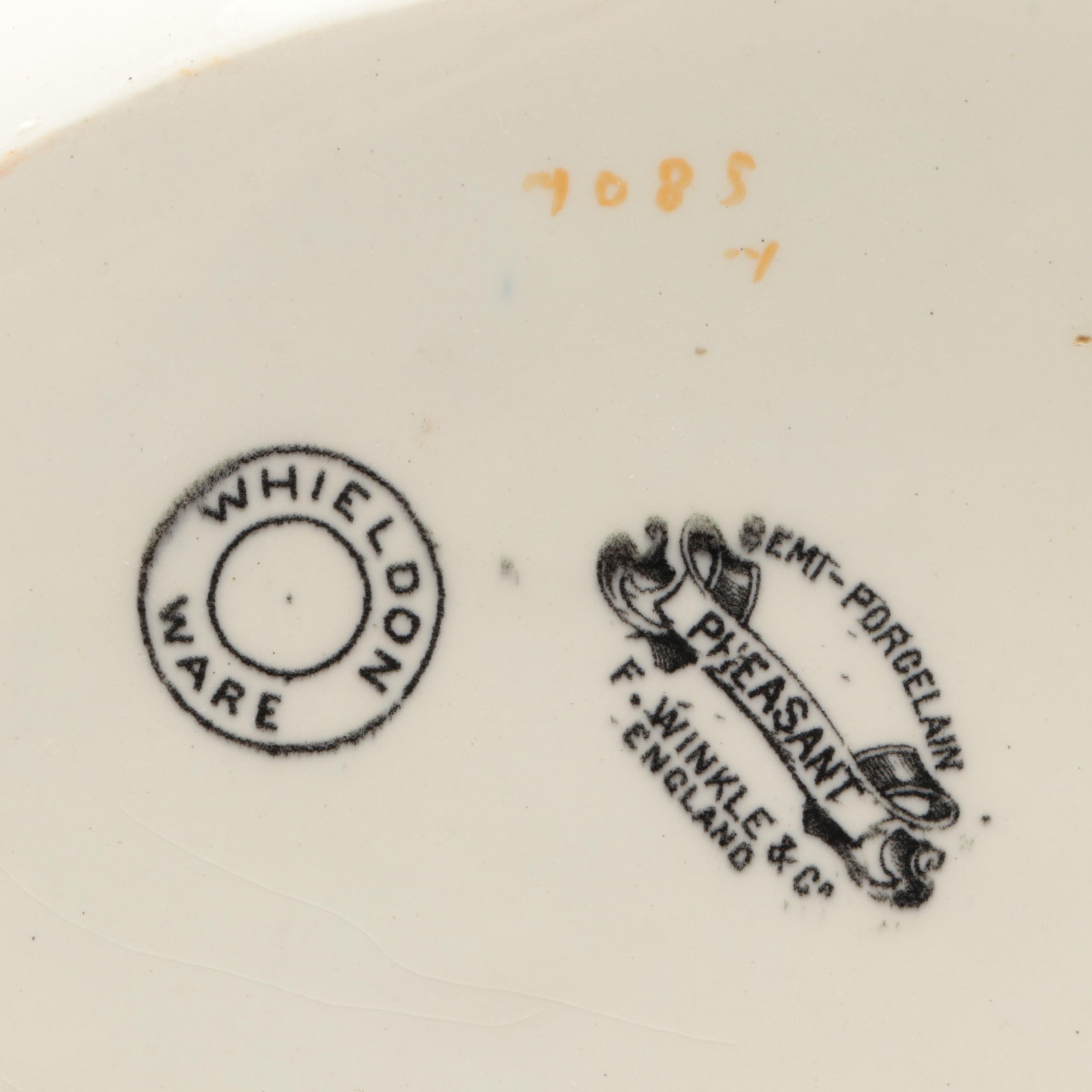 F. Winkle & Co. Whieldon Ware "Pheasant" Porcelain Oval Bowl