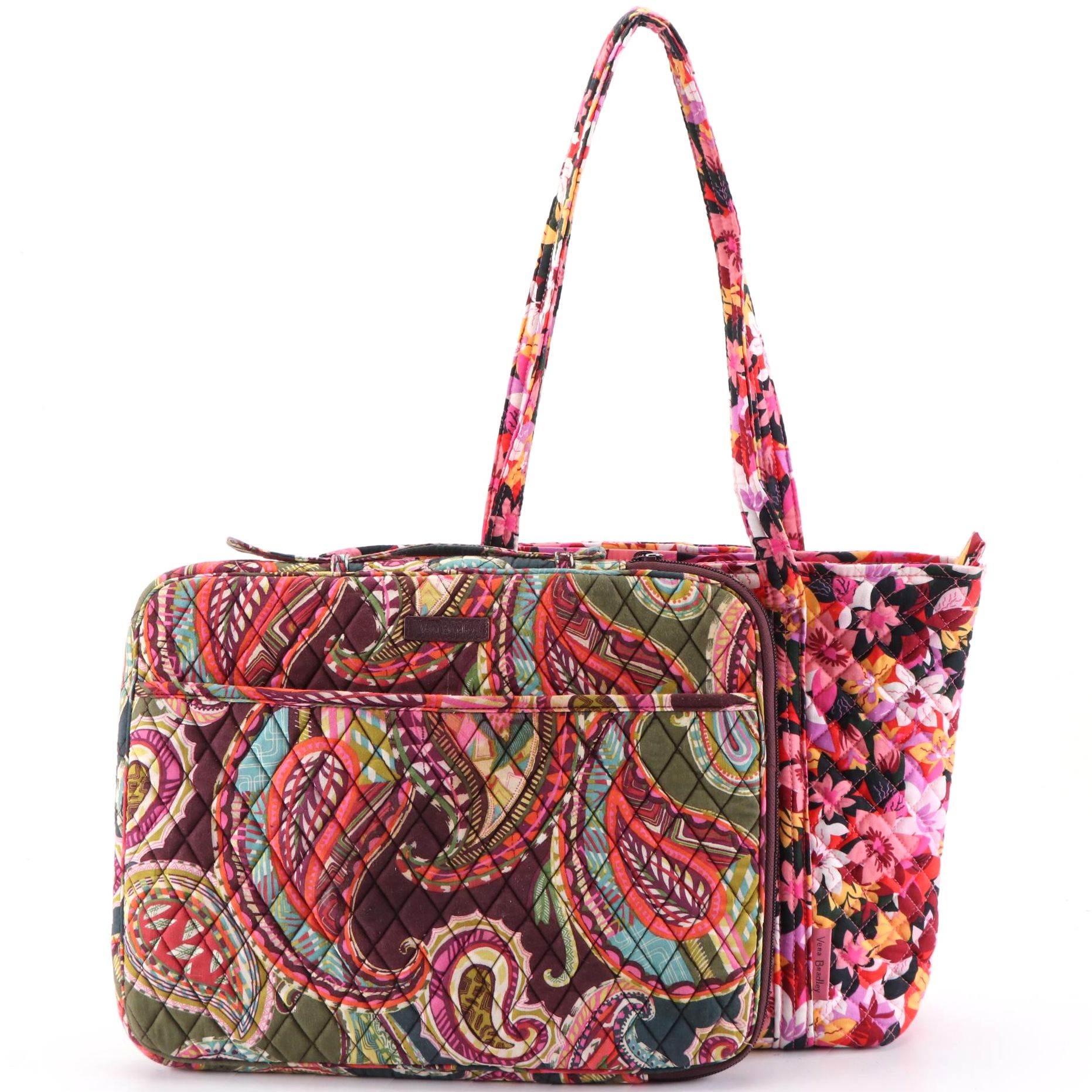 Vera Bradley Quilted Cotton Laptop Zip Case and Shoulder Tote