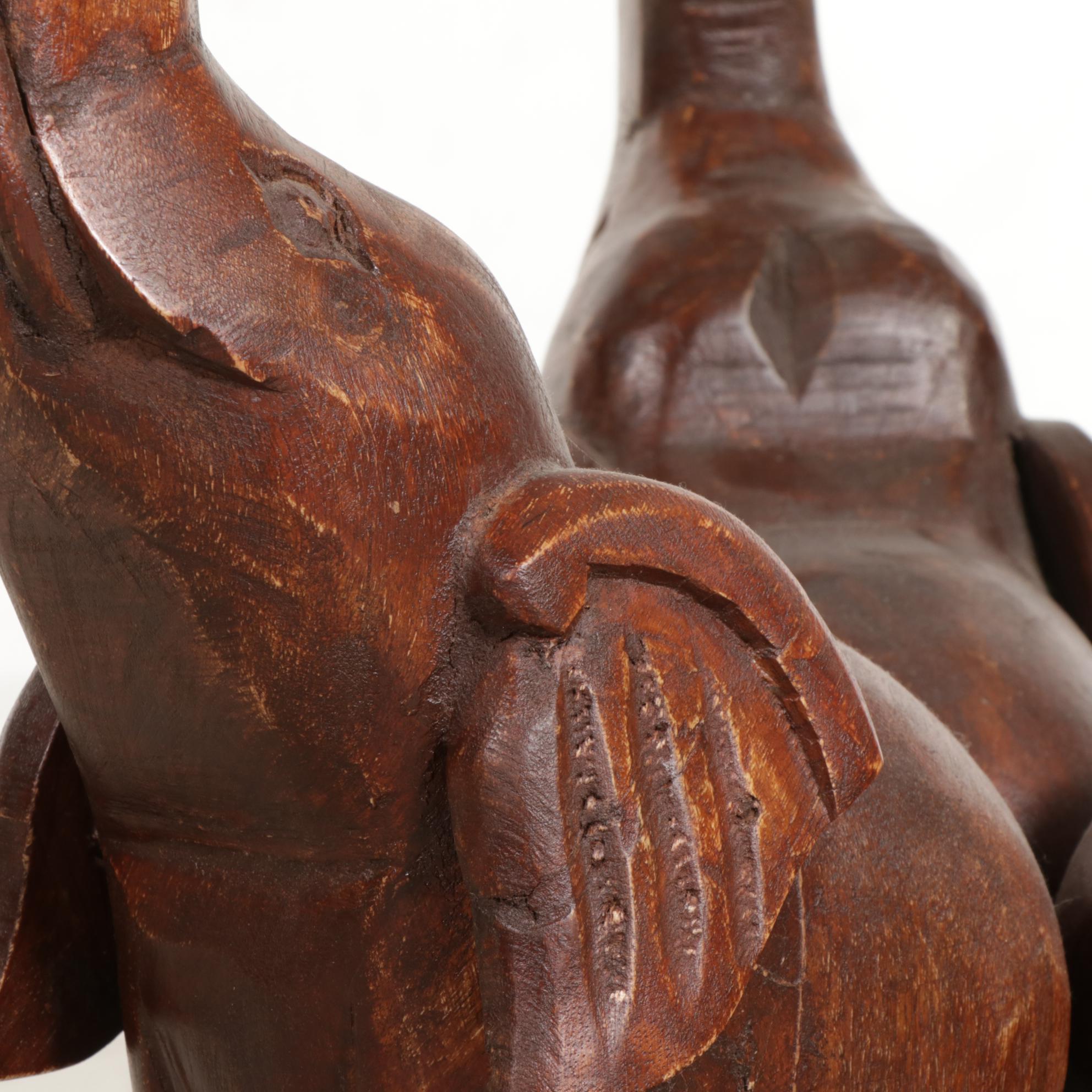 Carved Wood Glass Top Coffee Table