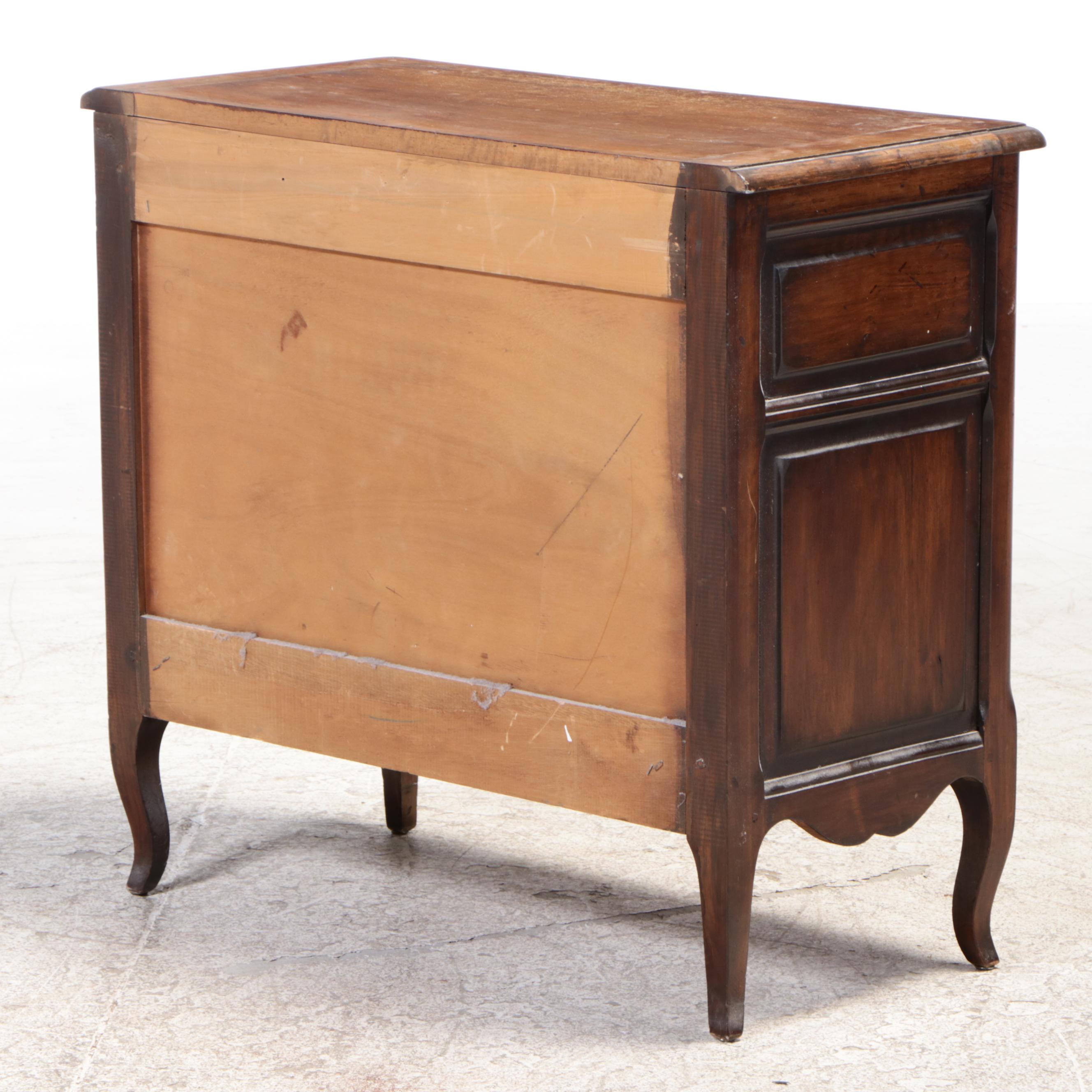 French Provincial Style Walnut Three-Drawer Bedside Commode, 20th Century