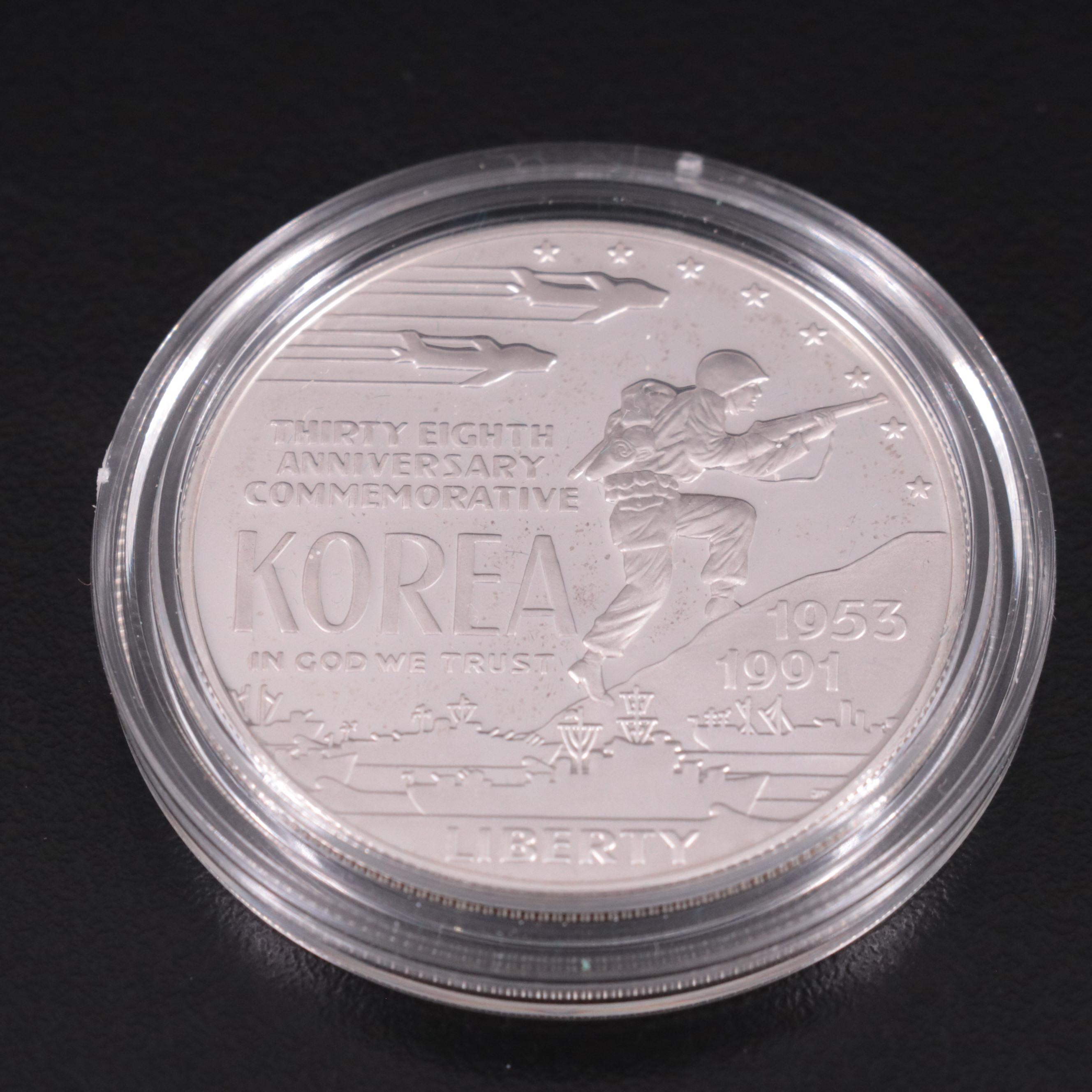 Group of Five Different Proof Modern Commemorative Silver Dollars