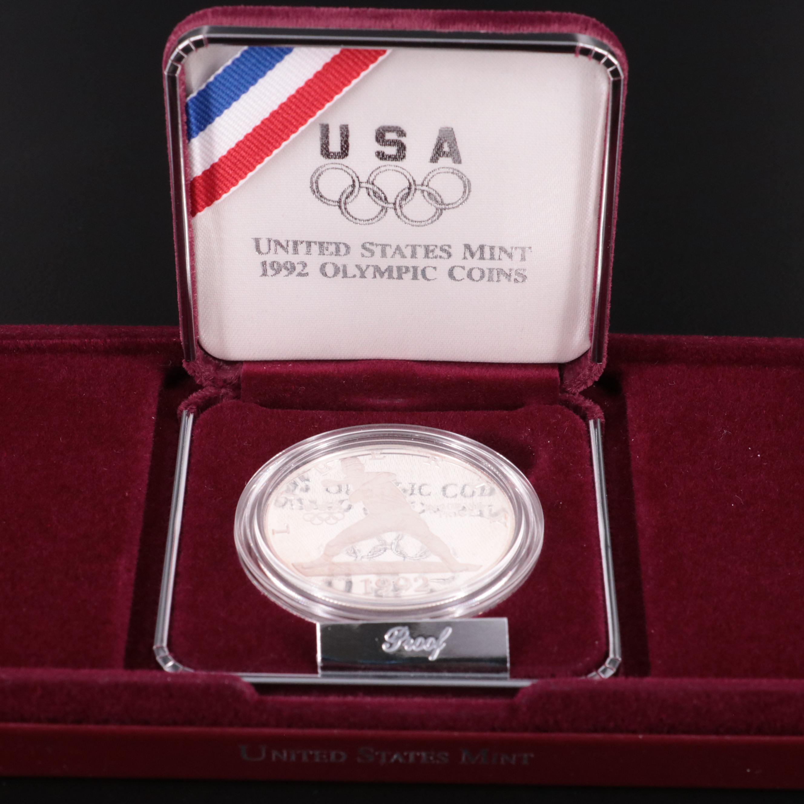 Group of Five Different Proof Modern Commemorative Silver Dollars