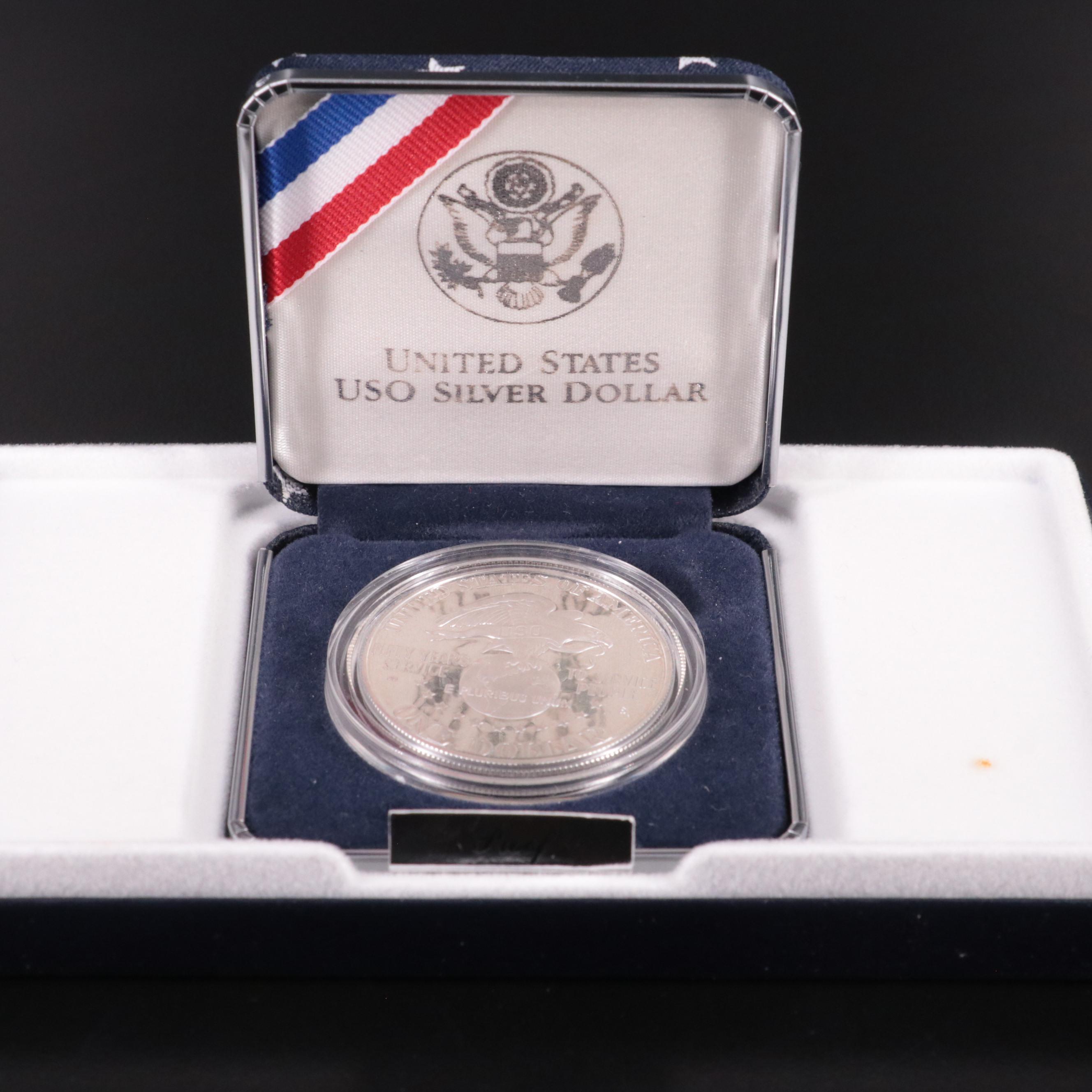 Group of Five Different Proof Modern Commemorative Silver Dollars
