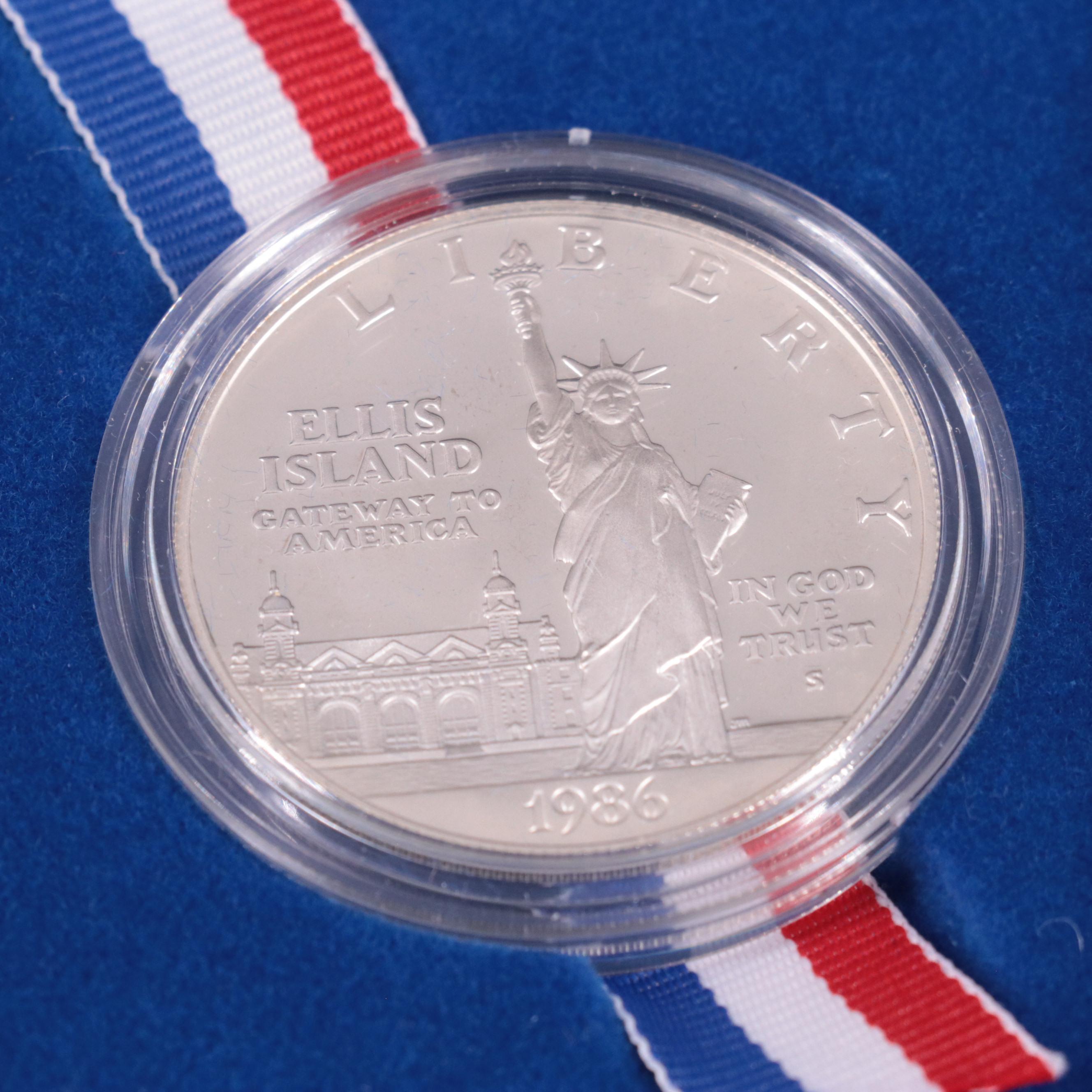 Group of Five Different Proof Modern Commemorative Silver Dollars