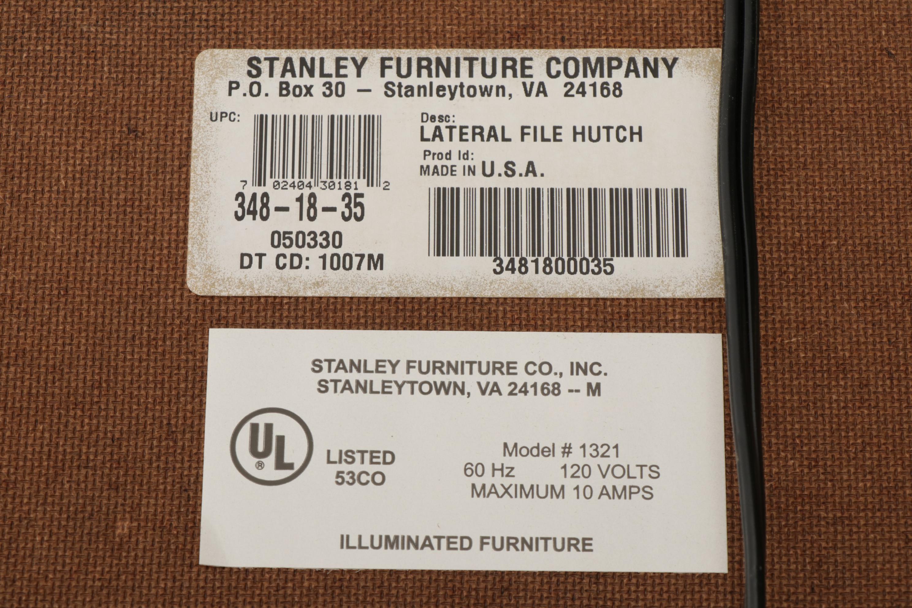 Stanley Furniture Co Illuminated Filing Cabinet Hutch