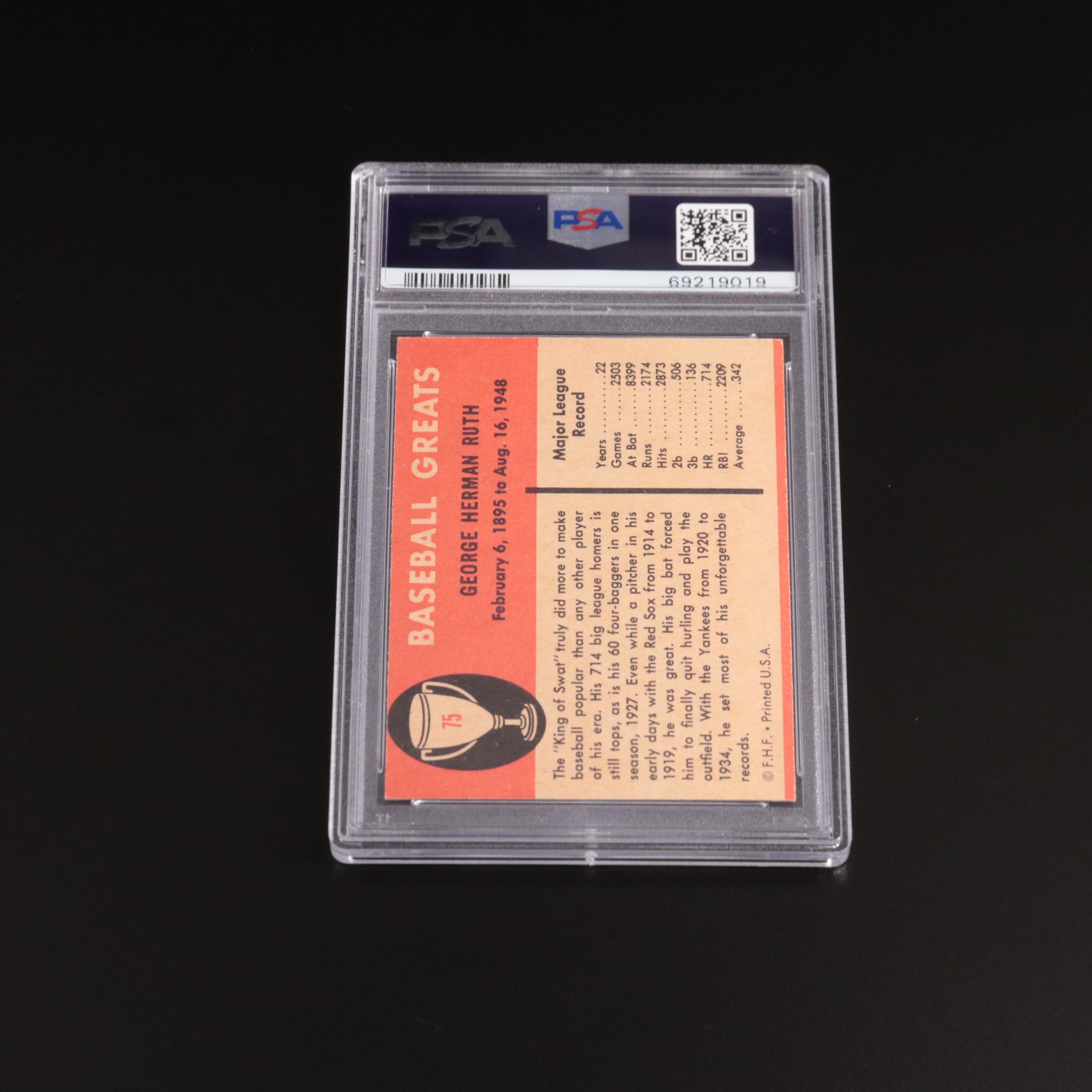 1961 Fleer Babe Ruth New York Yankees #75 Graded PSA VG-EX 4 Baseball Card