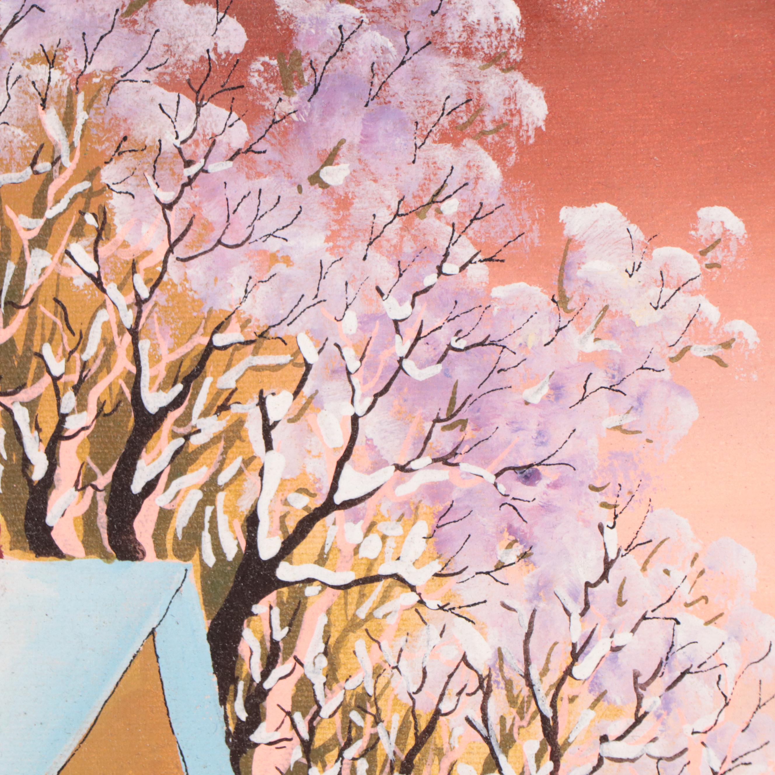 Village Celebration Scene Acrylic Painting