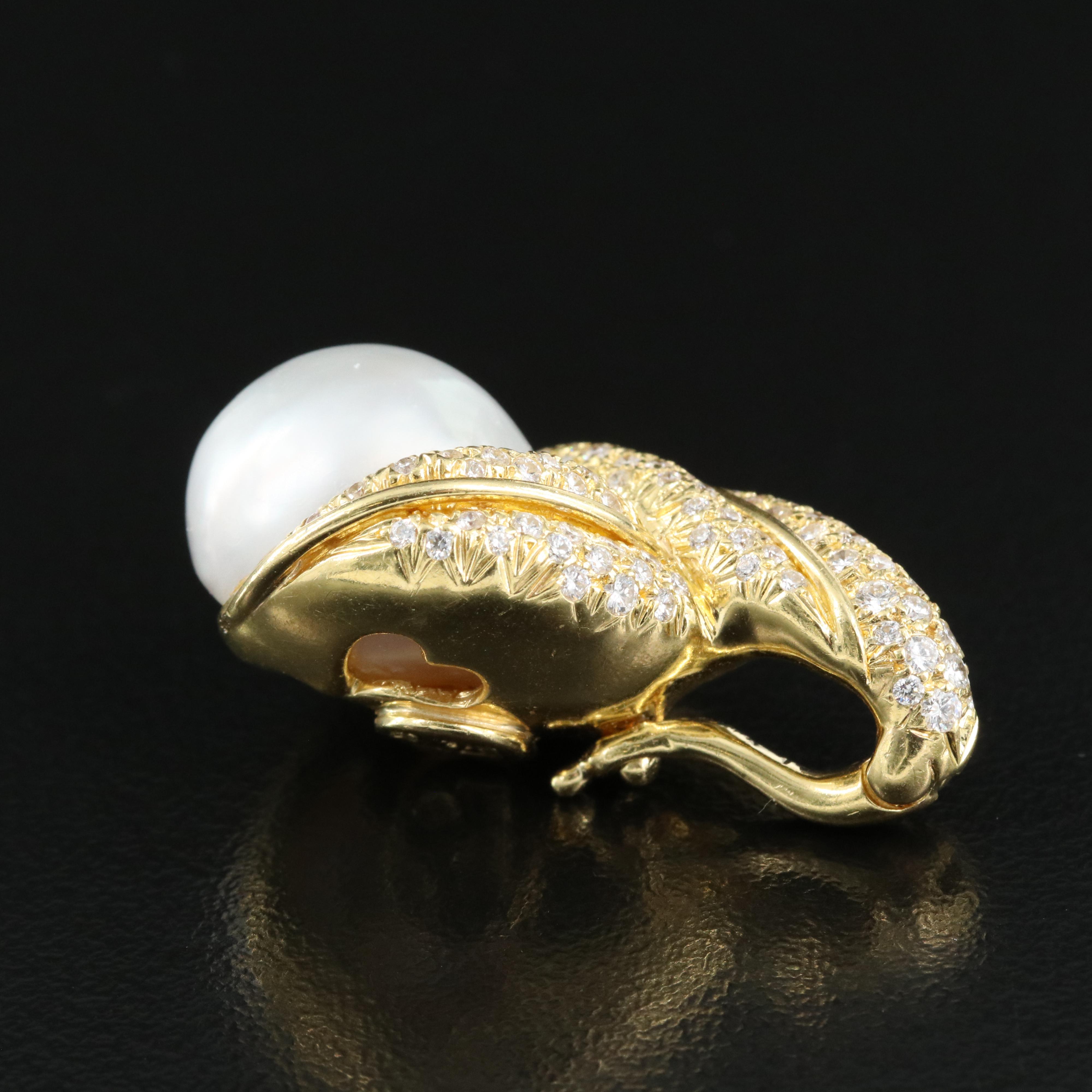 Henry Dunay 18K Pearl and 1.50 CTW Pavé Diamond Enhancer Pendant