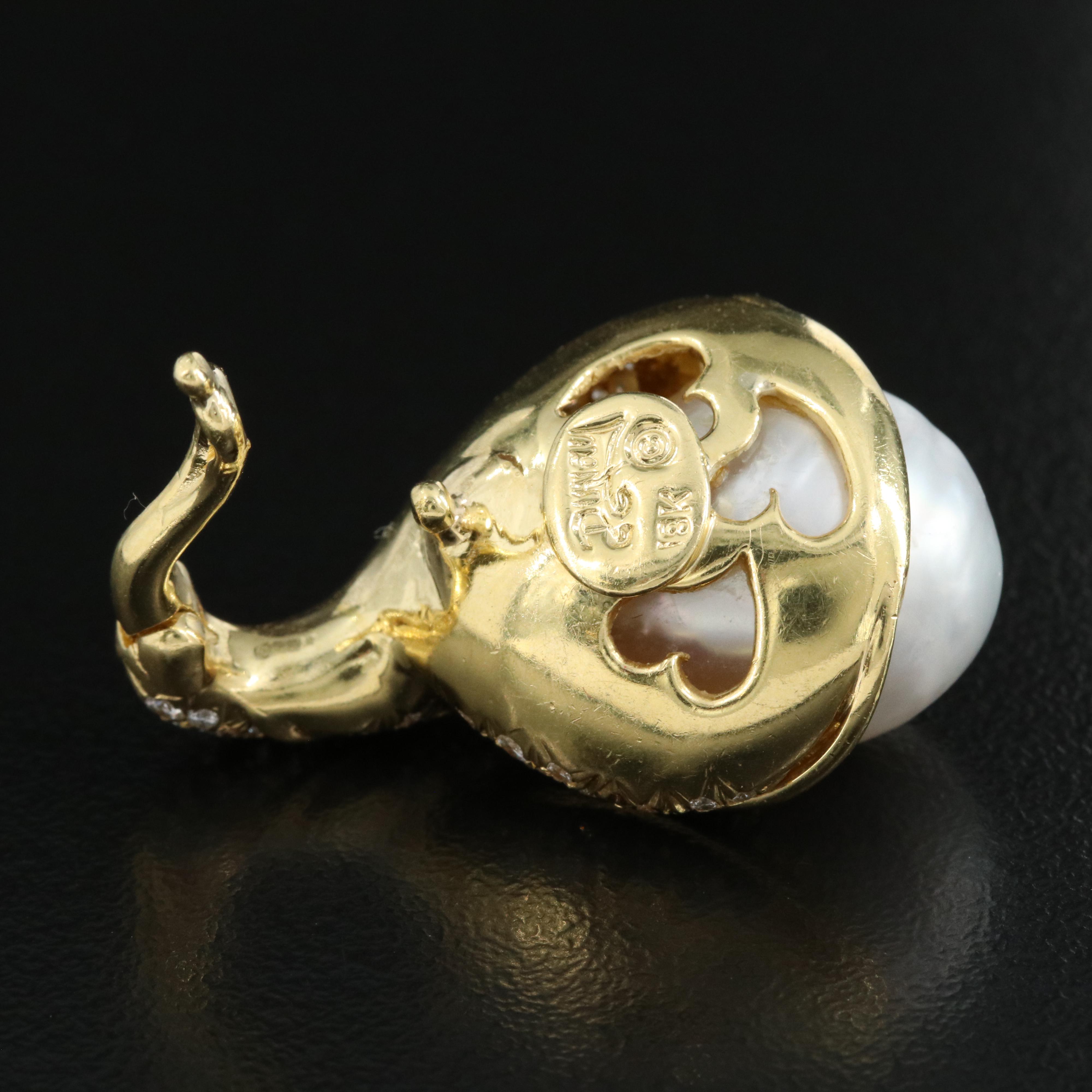 Henry Dunay 18K Pearl and 1.50 CTW Pavé Diamond Enhancer Pendant