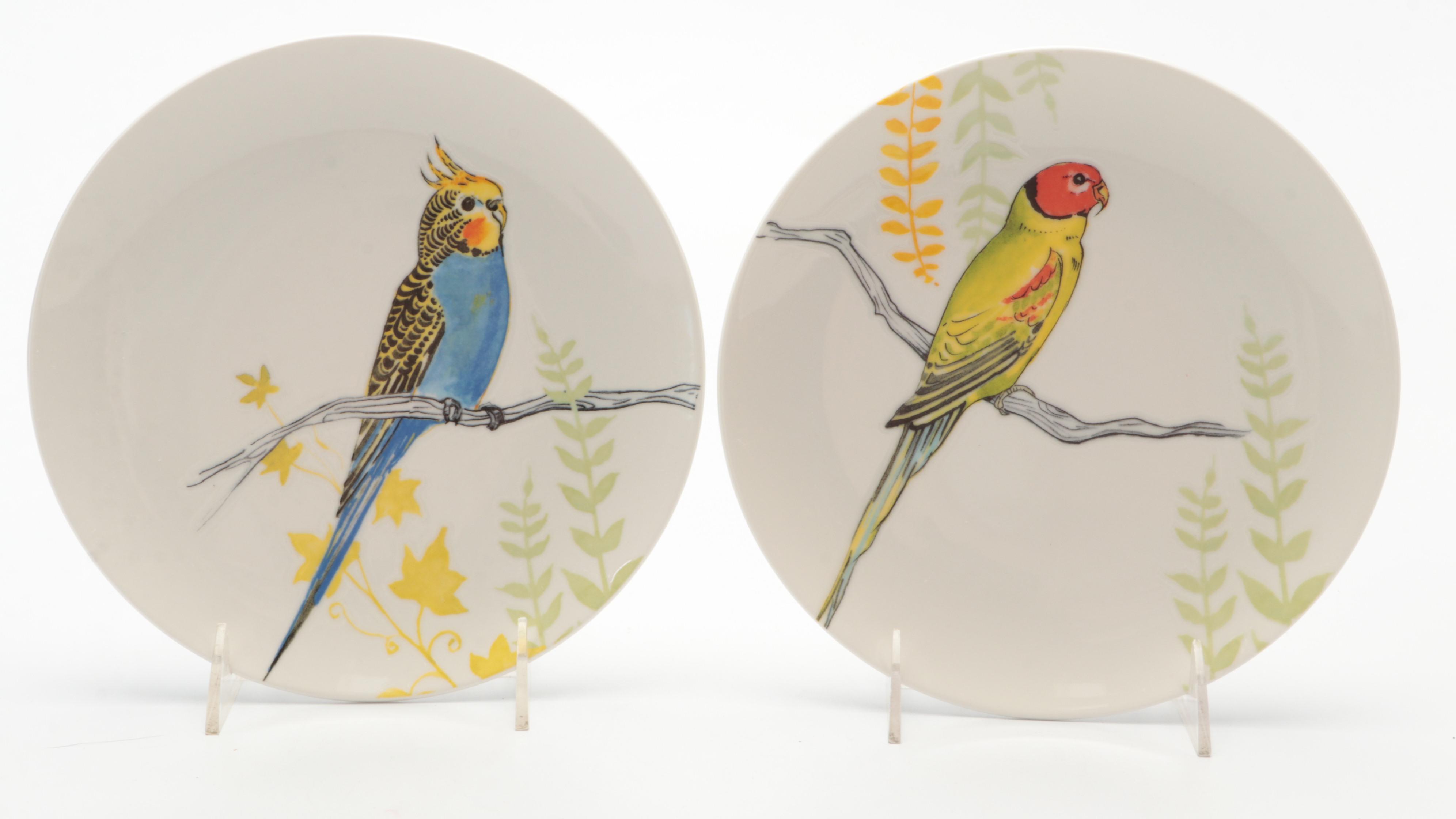Grace for Anthropologie Ceramic Bird Themed Salad Plates