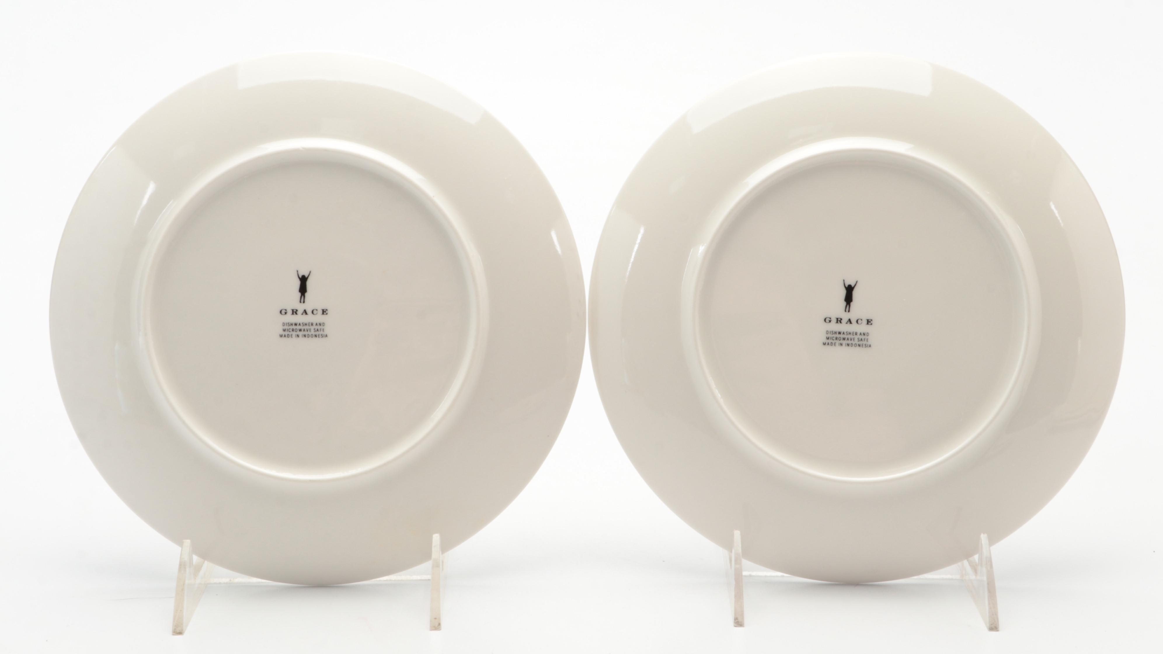 Grace for Anthropologie Ceramic Bird Themed Salad Plates