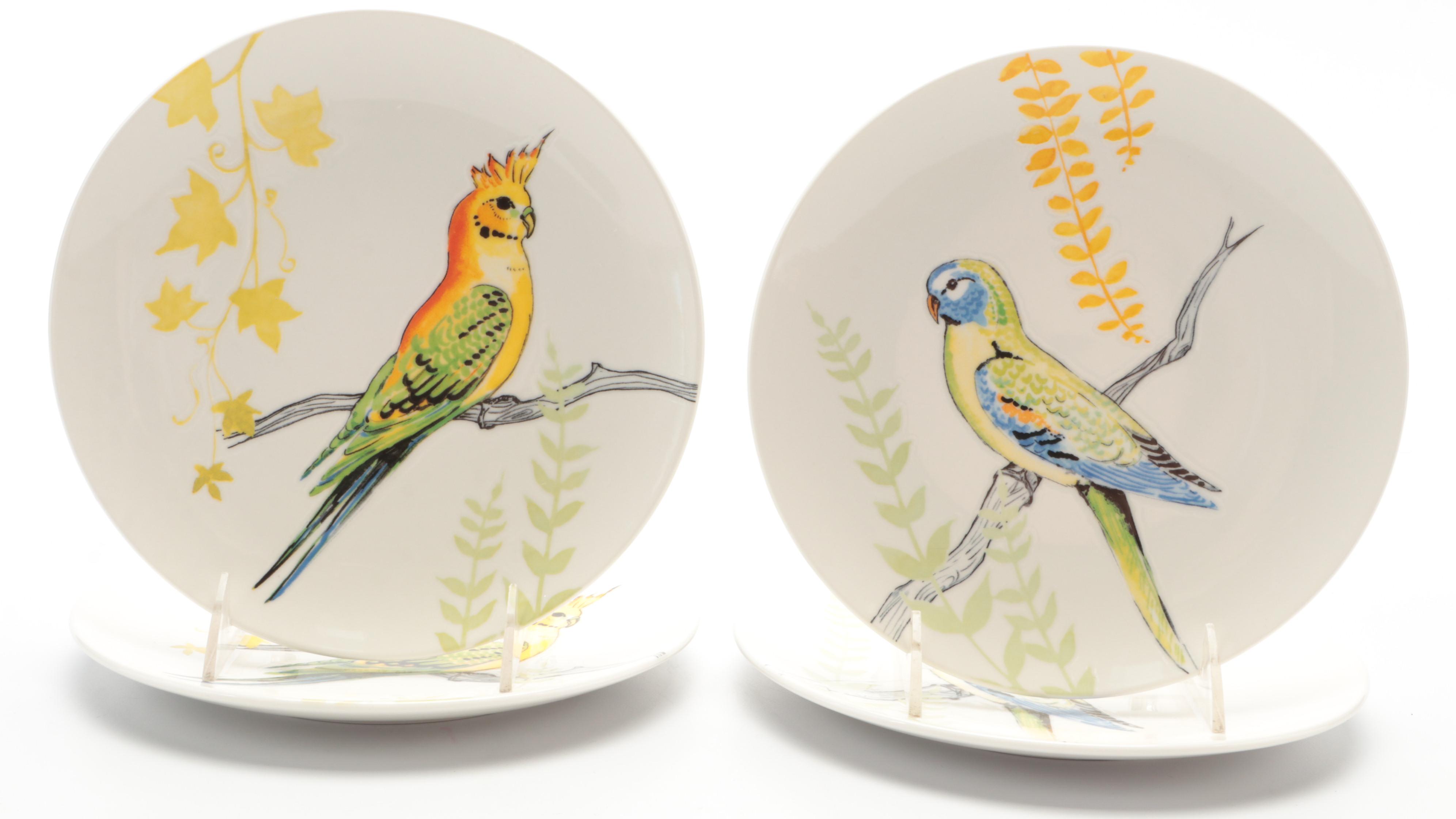 Grace for Anthropologie Ceramic Bird Themed Salad Plates
