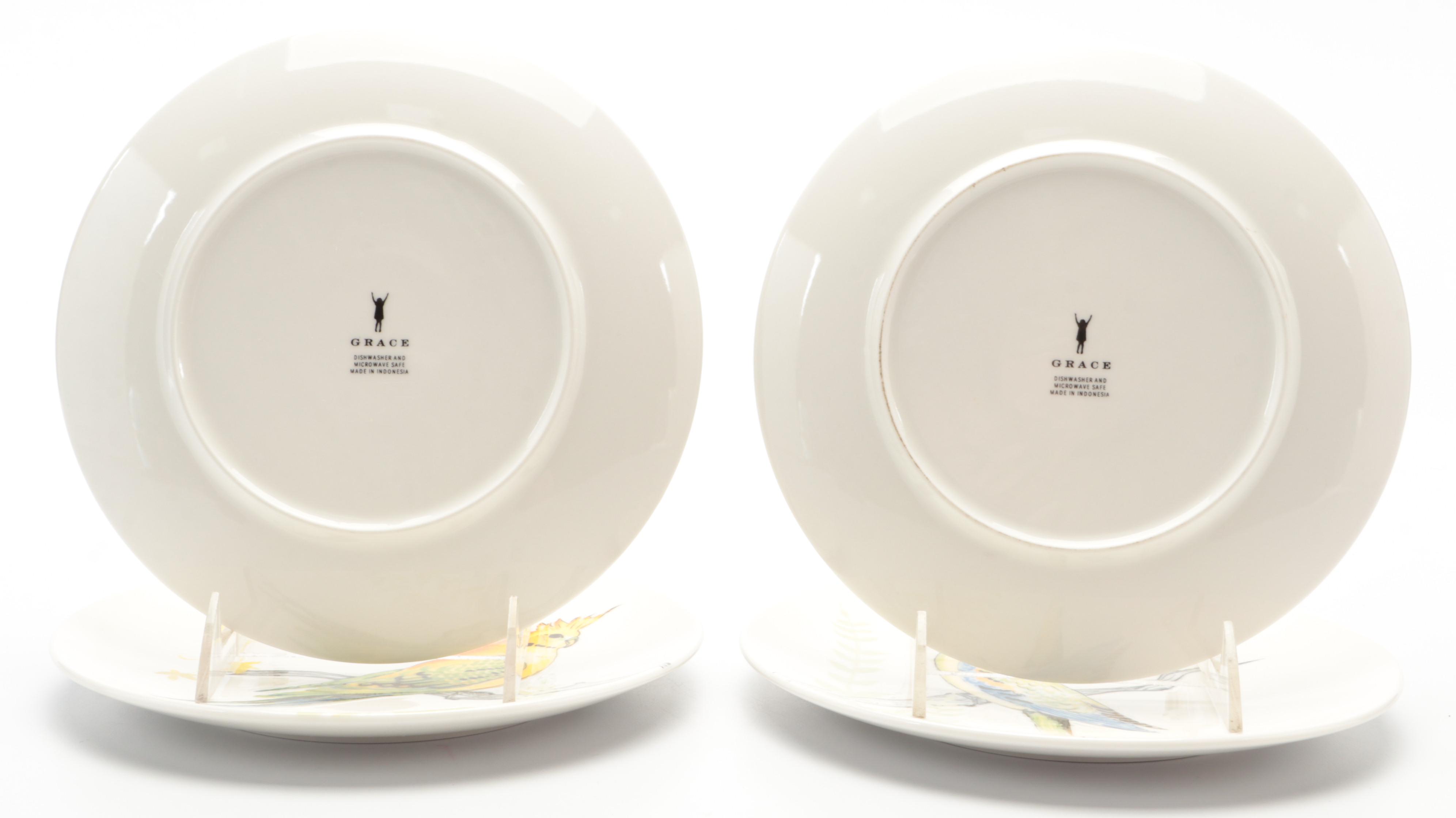 Grace for Anthropologie Ceramic Bird Themed Salad Plates