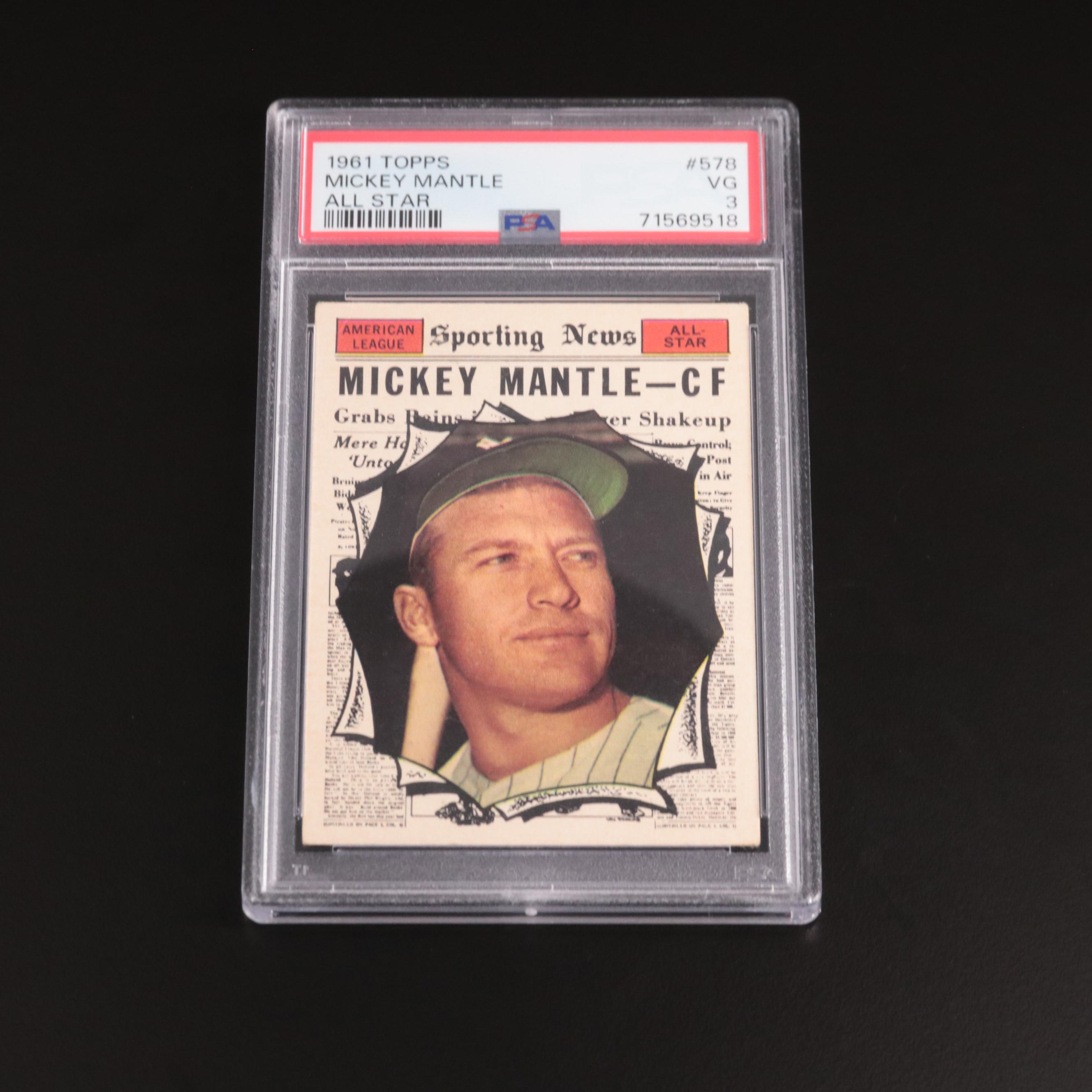 1961 Topps Mickey Mantle N.Y. Yankees All Star #578 PSA VG 3 Baseball Card