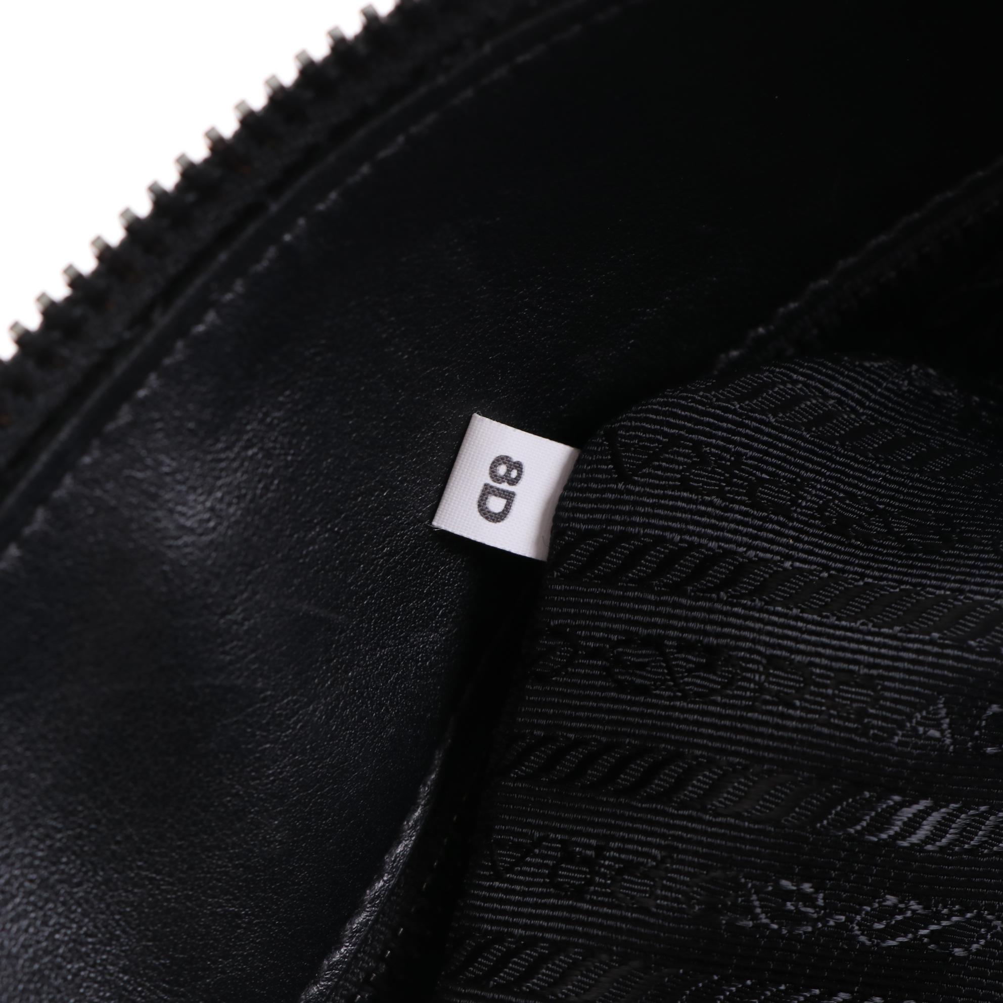 Prada Large Tessuto Zip Tote in Black Calfskin and Nylon