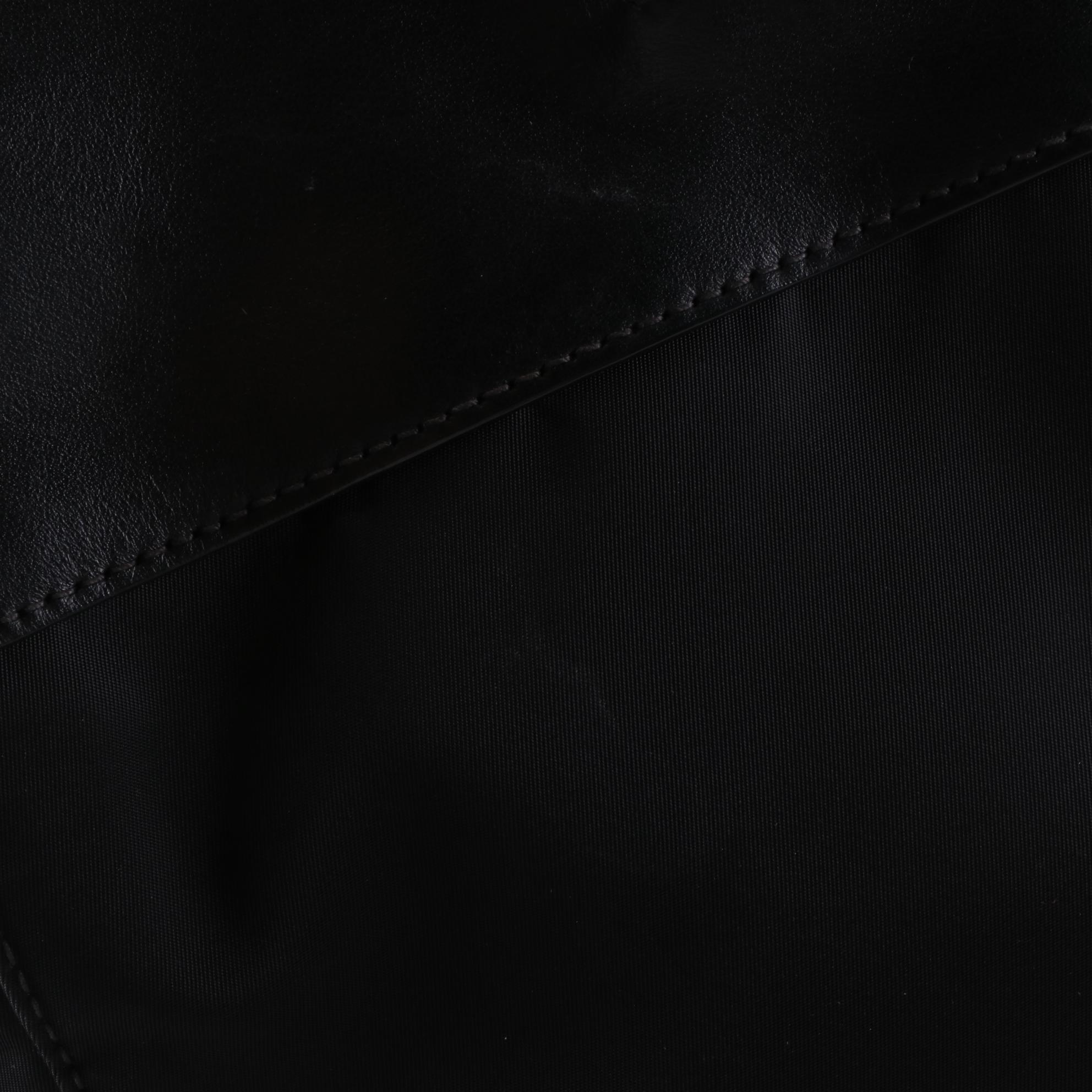 Prada Large Tessuto Zip Tote in Black Calfskin and Nylon