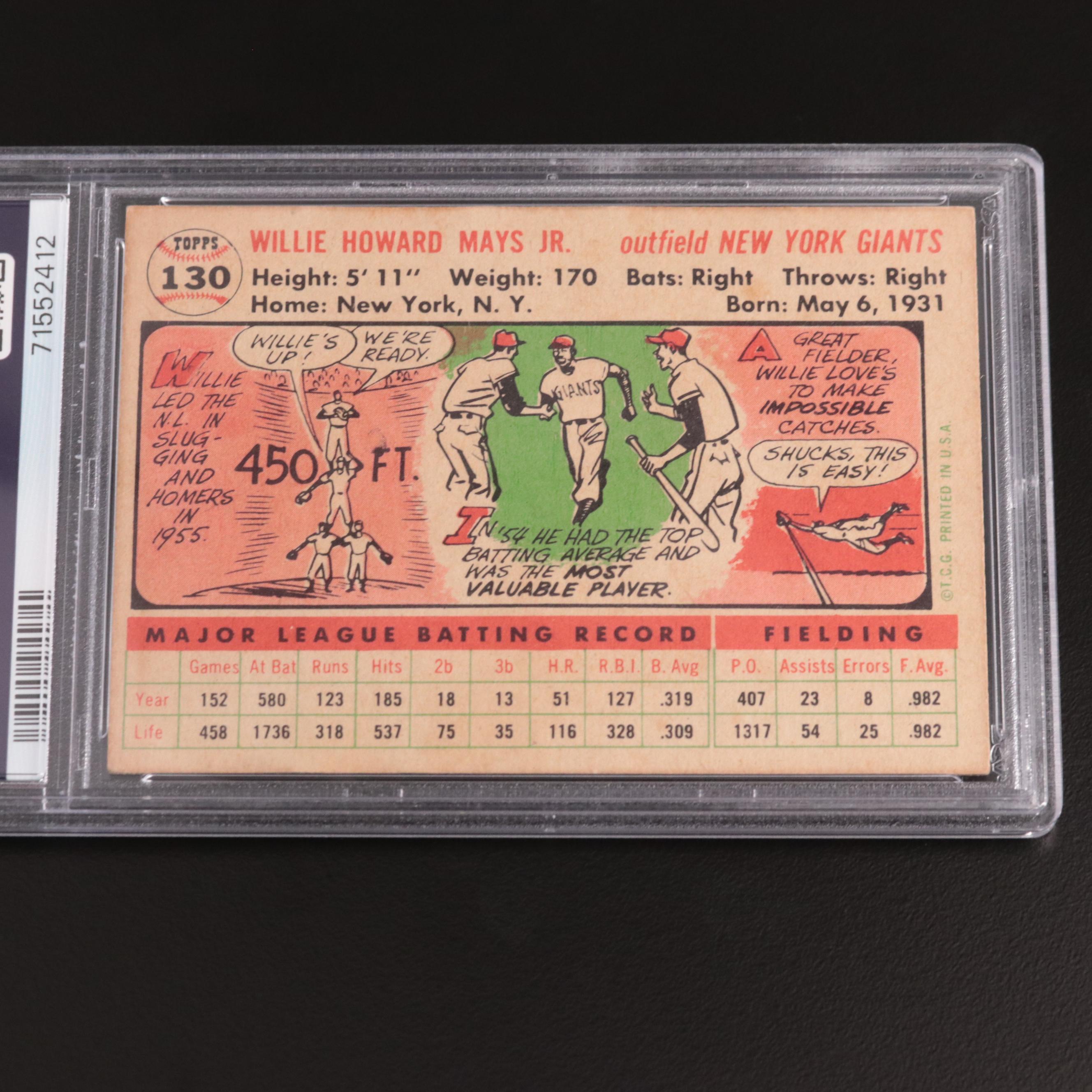 1956 Topps Willie Mays White Back Variation #130 PSA Good 2 Baseball Card