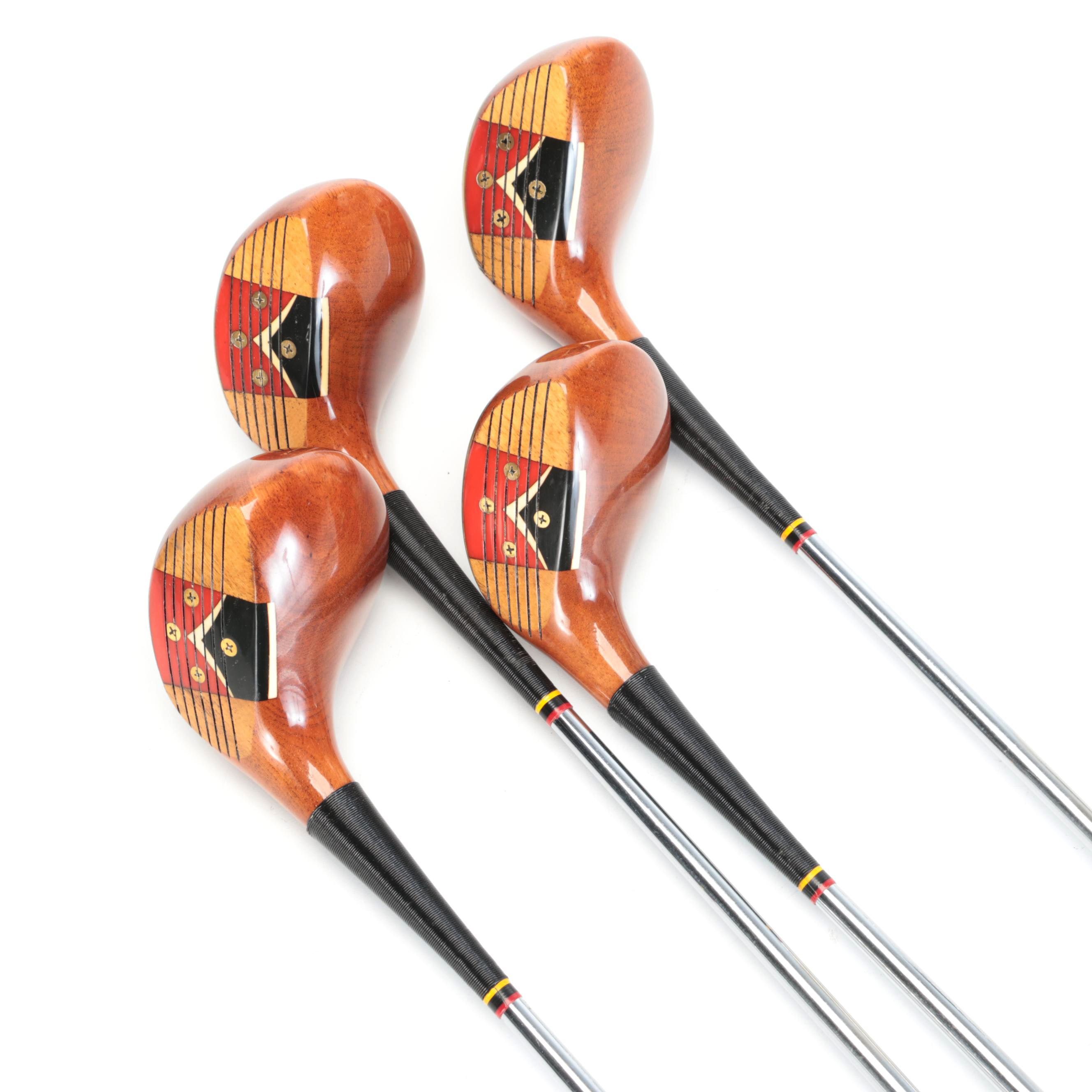 Spalding Model 86 Persimmon Wood 1-4 Wood Golf Clubs