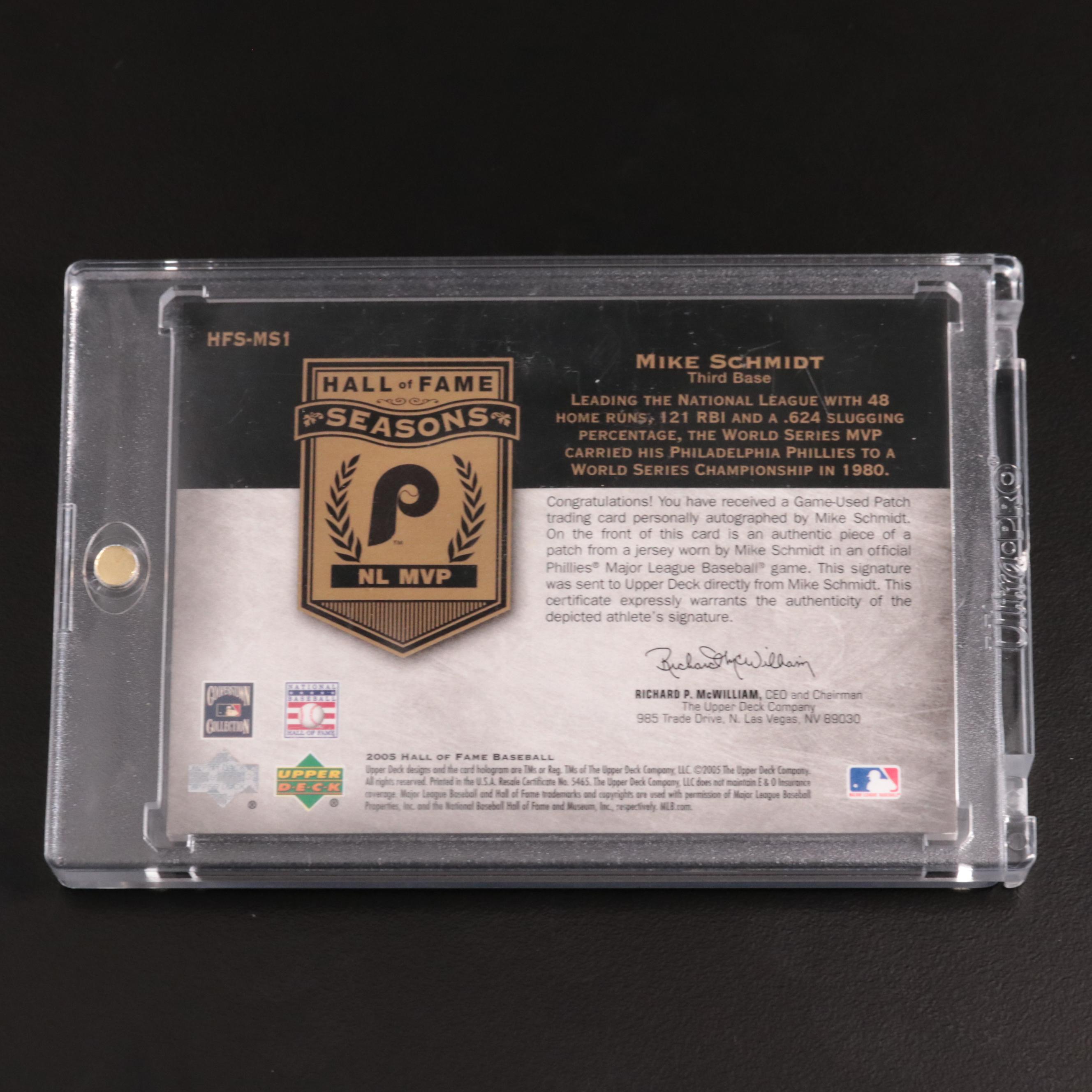 2005 Upper Deck Mike Schmidt Signed Philadelphia Phillies Jersey Patch Card