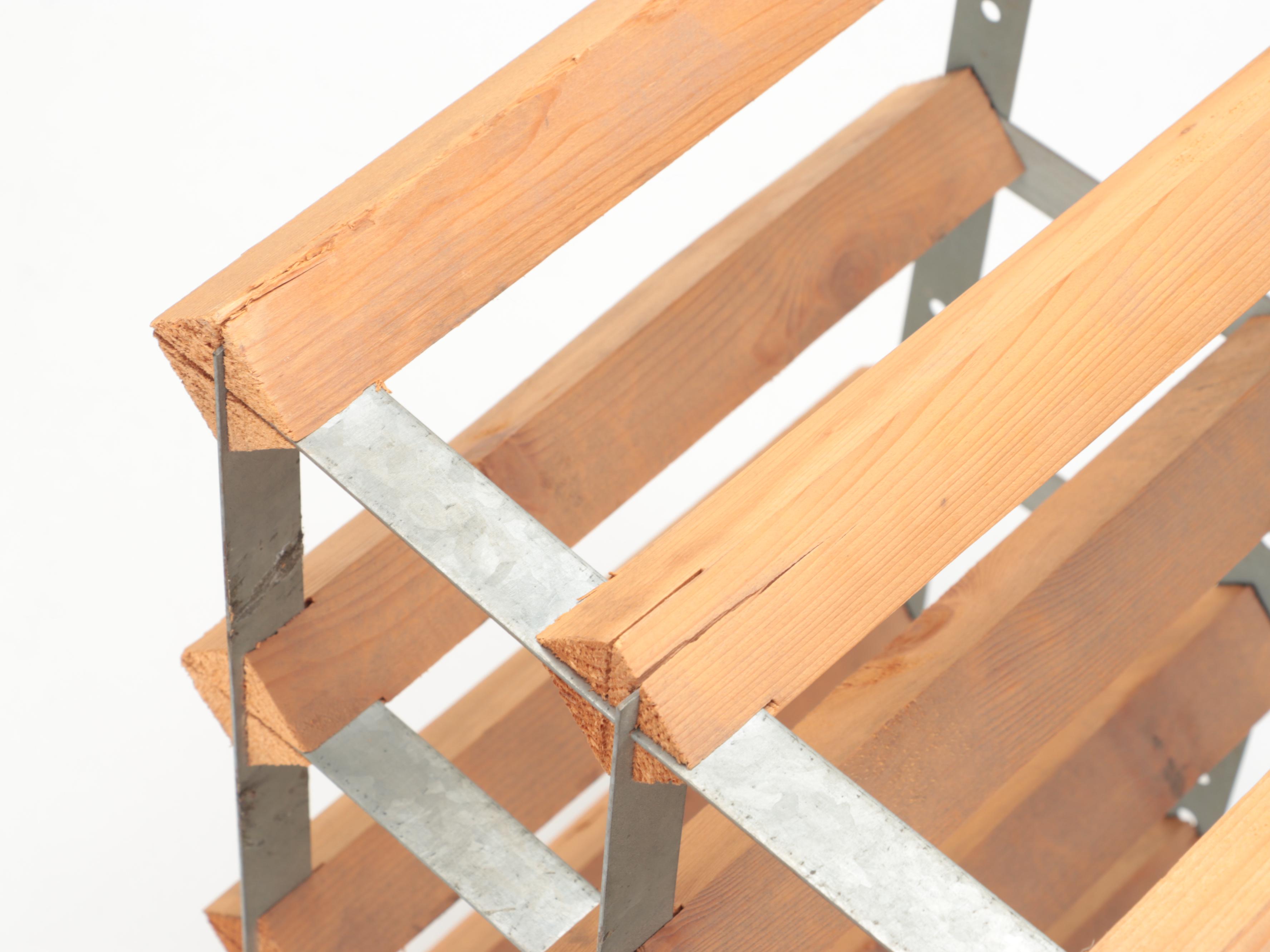 Modernist Style Wood and Metal Bottle Rack