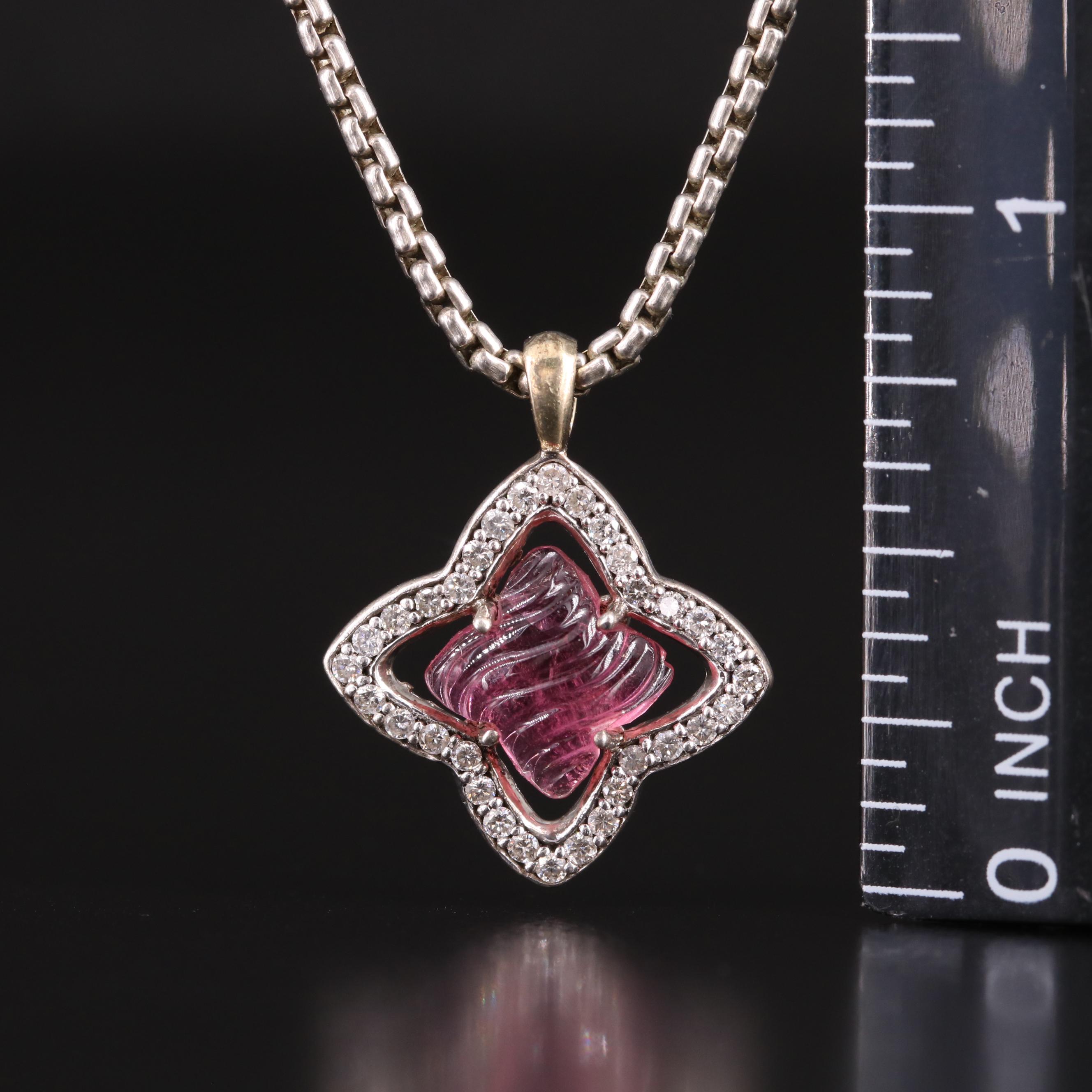David Yurman Sterling Tourmaline and Diamond Necklace with 18K Accents
