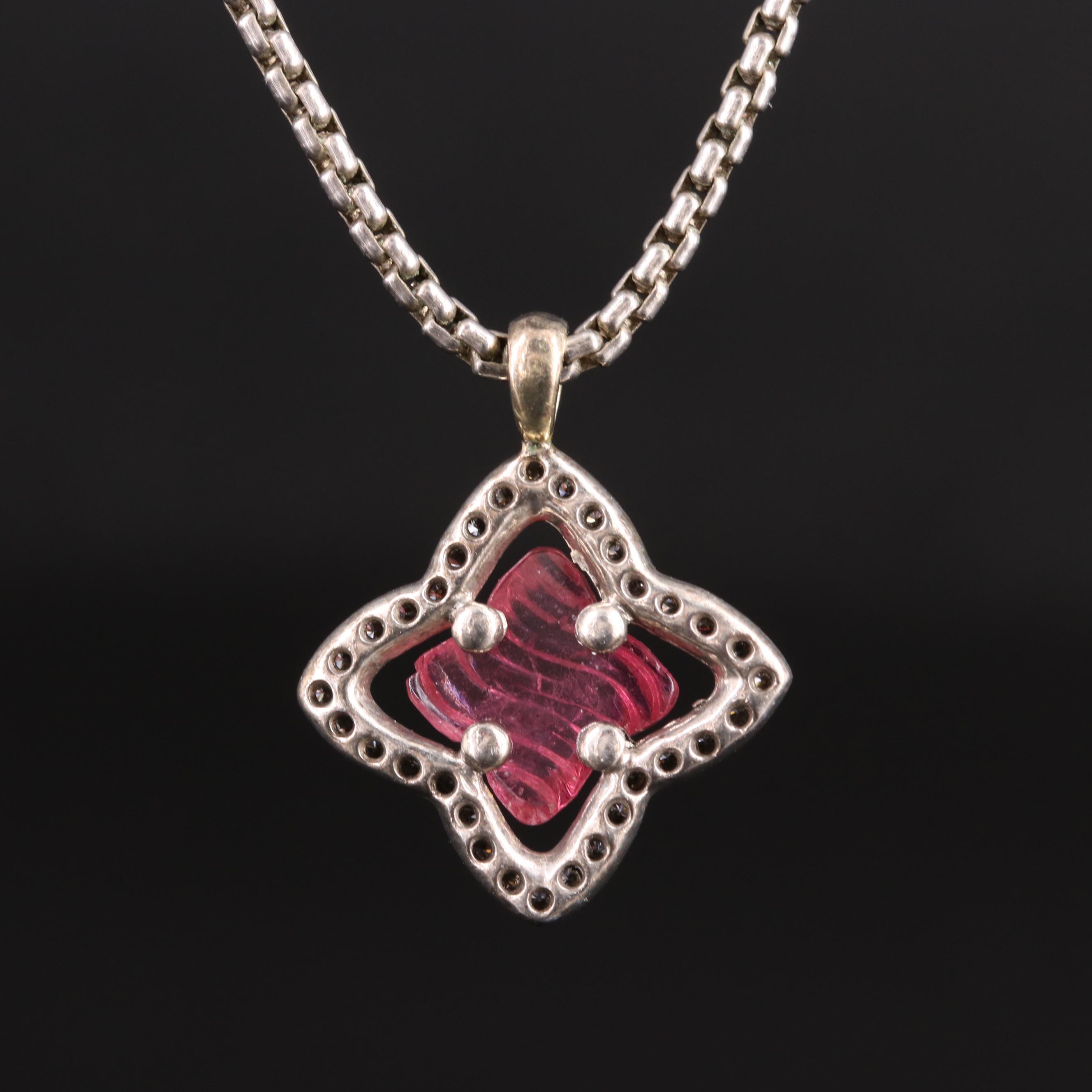 David Yurman Sterling Tourmaline and Diamond Necklace with 18K Accents