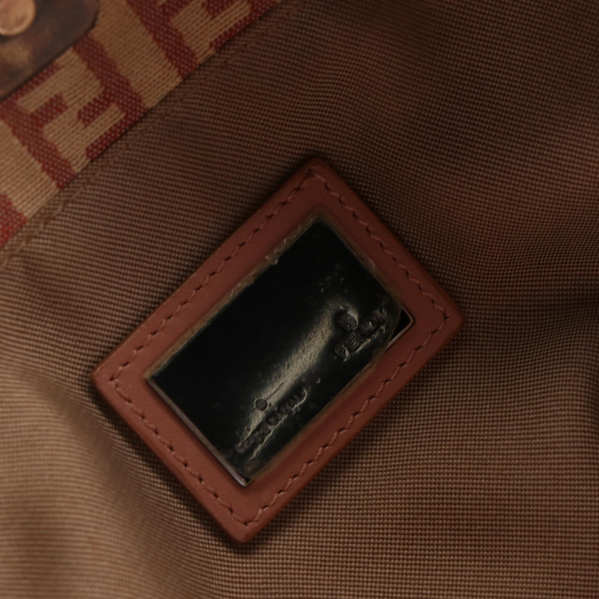 Fendi Small Tote Bag in Zuccchino Canvas and Leather Trim