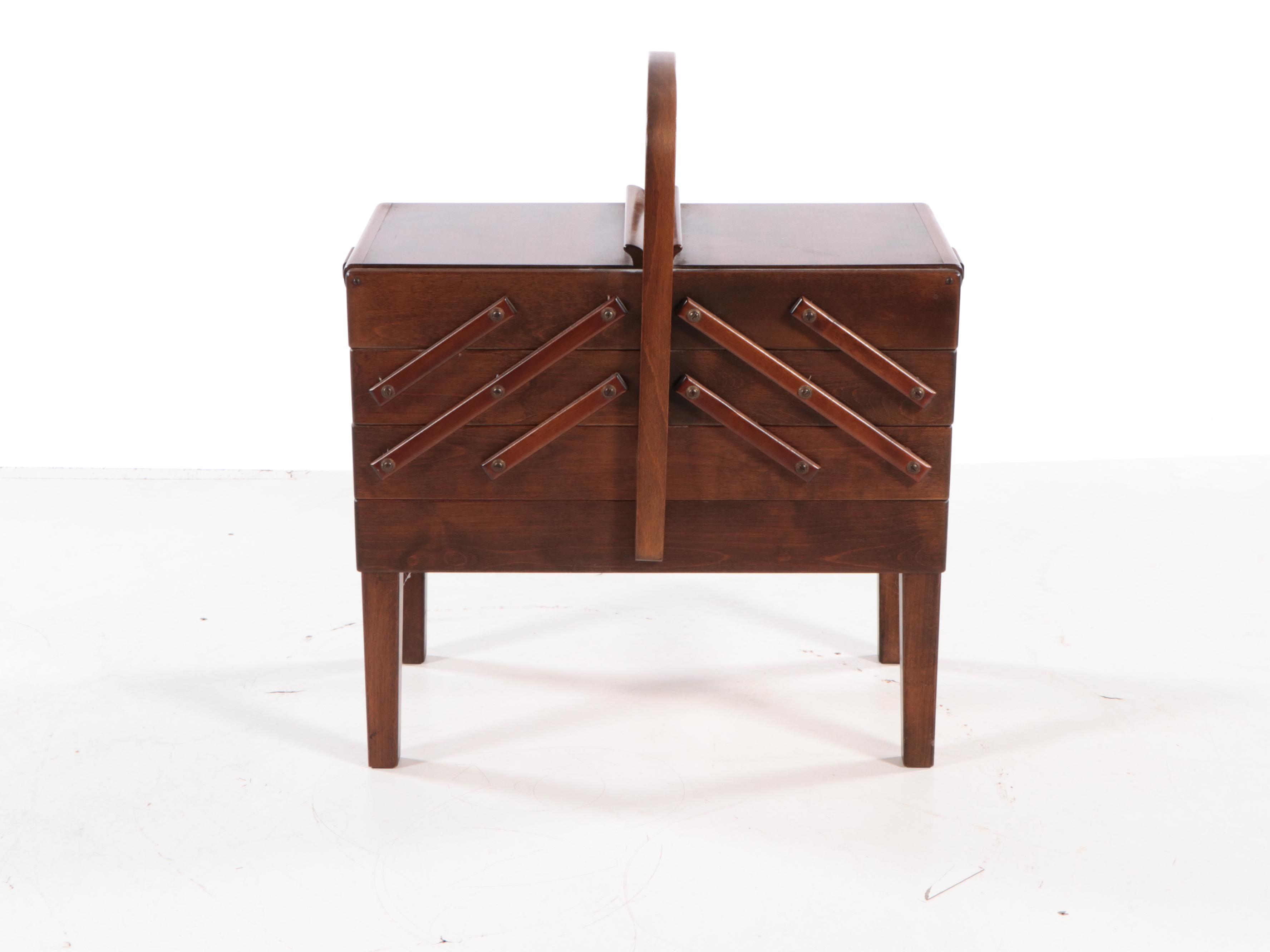 Norwegian Mid Century Modern Accordion Style Sewing Chest