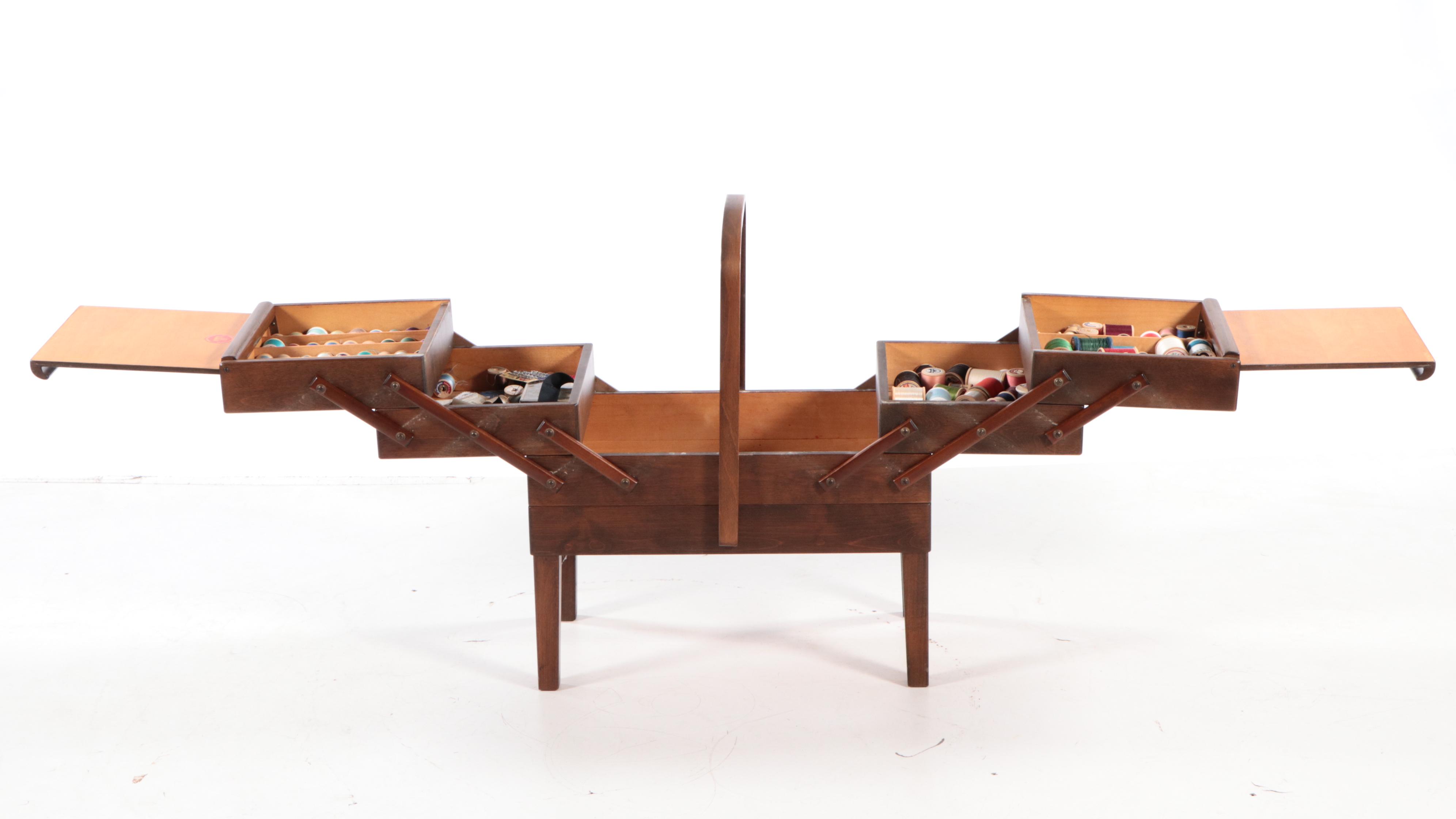 Norwegian Mid Century Modern Accordion Style Sewing Chest