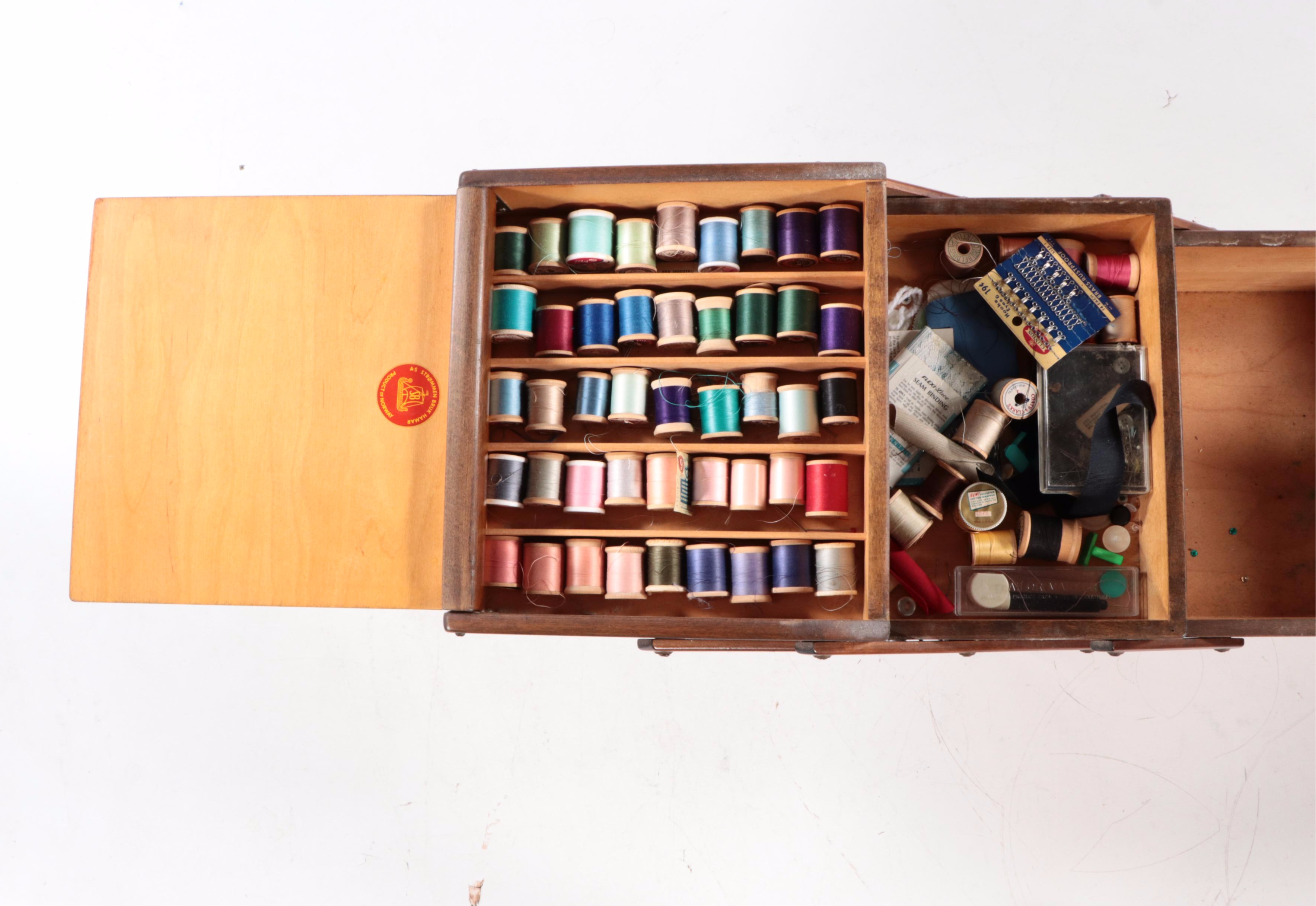 Norwegian Mid Century Modern Accordion Style Sewing Chest