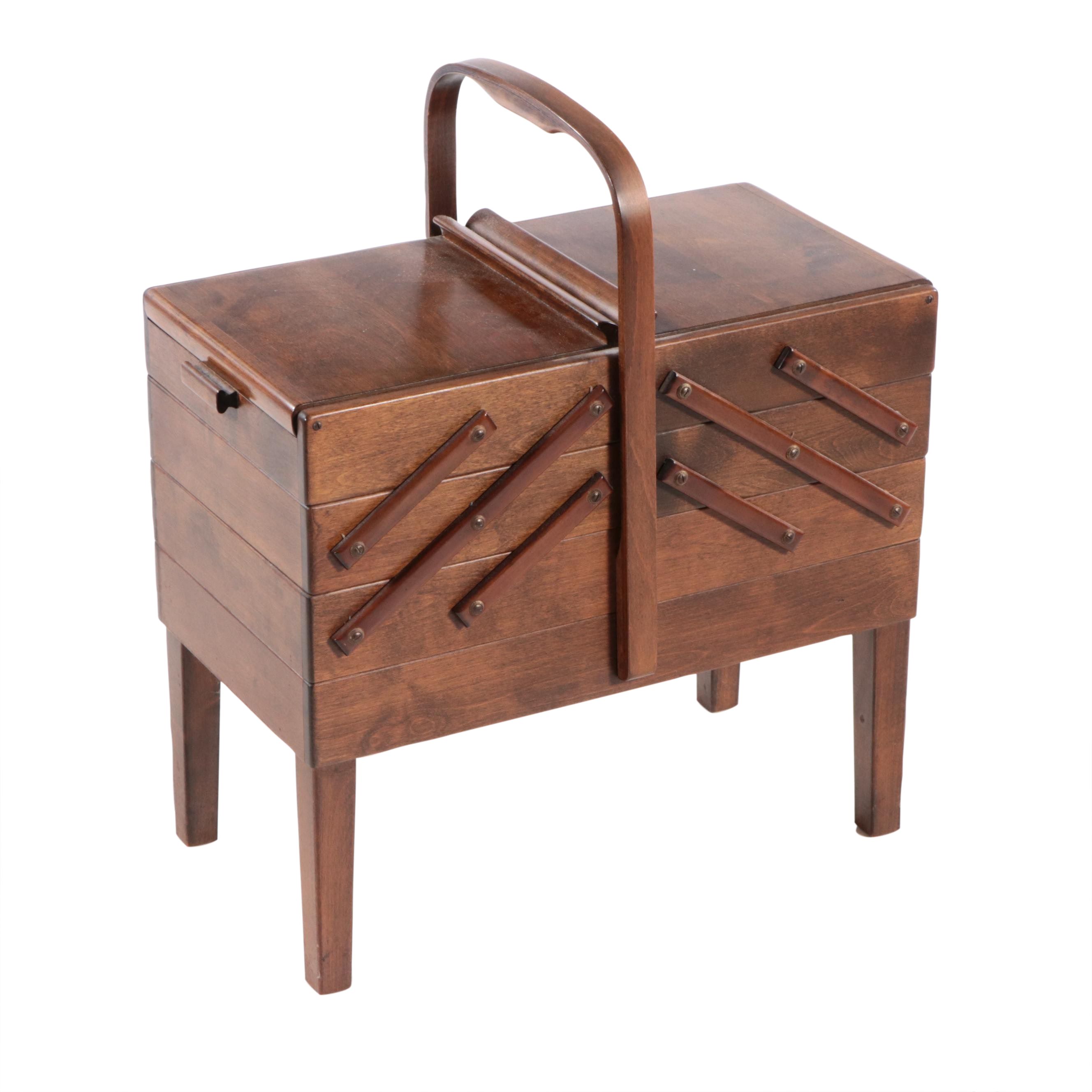 Norwegian Mid Century Modern Accordion Style Sewing Chest