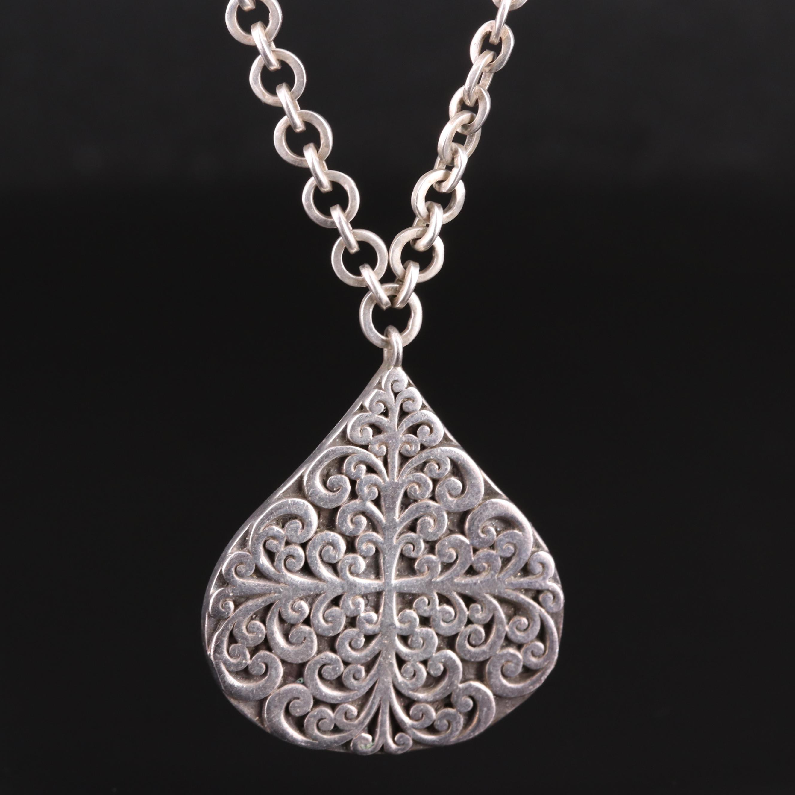 Lois Hill Sterling Drop Pendant Necklace