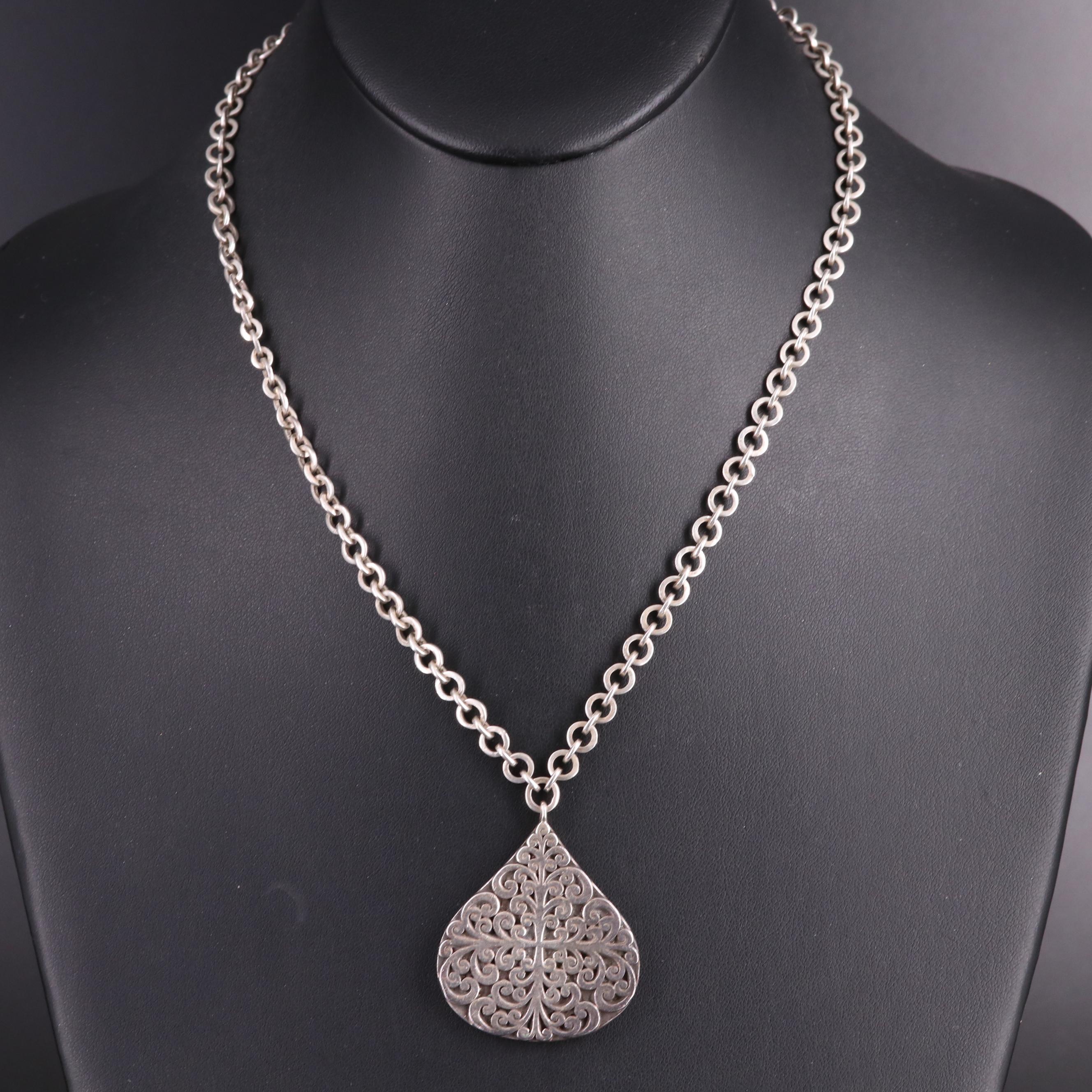 Lois Hill Sterling Drop Pendant Necklace