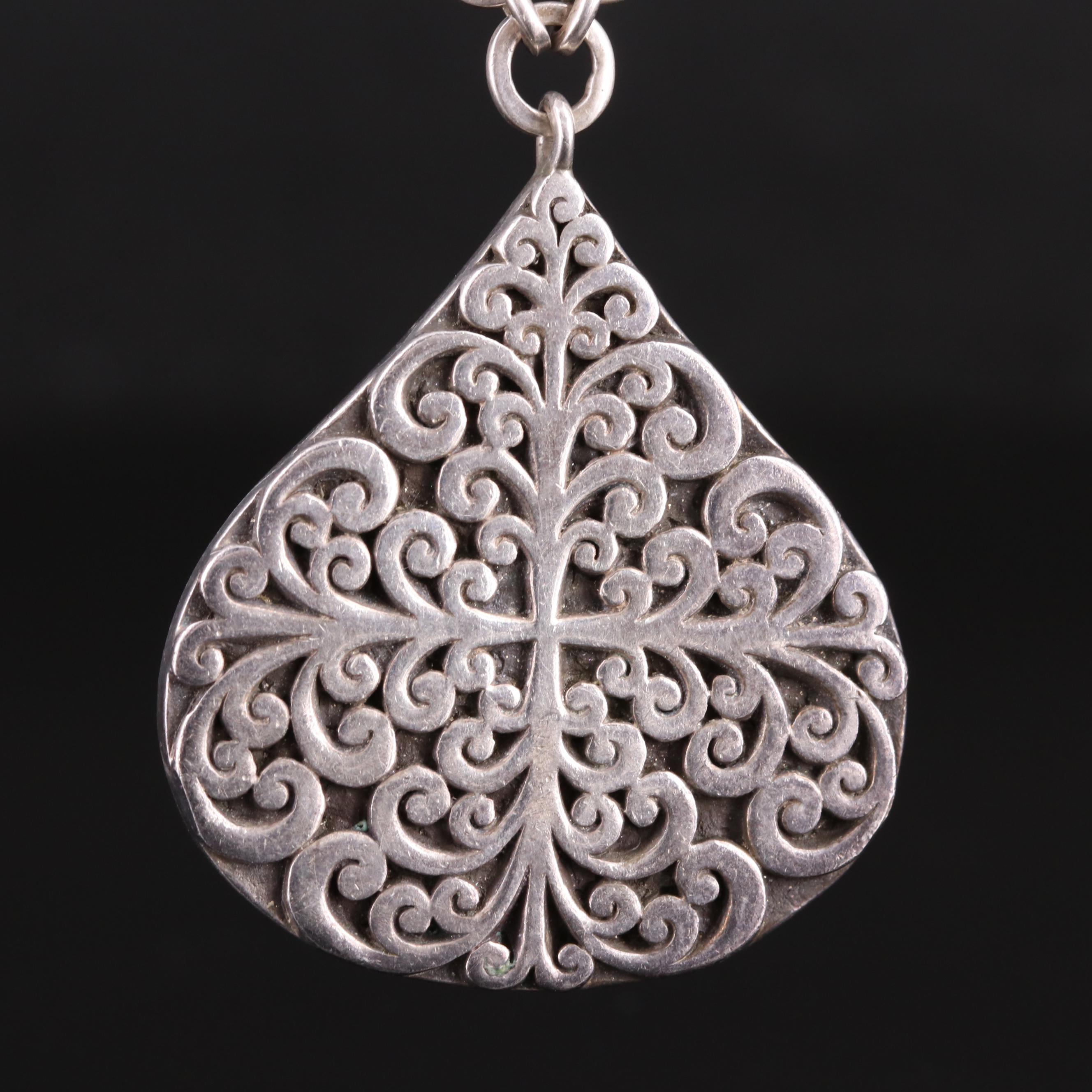 Lois Hill Sterling Drop Pendant Necklace