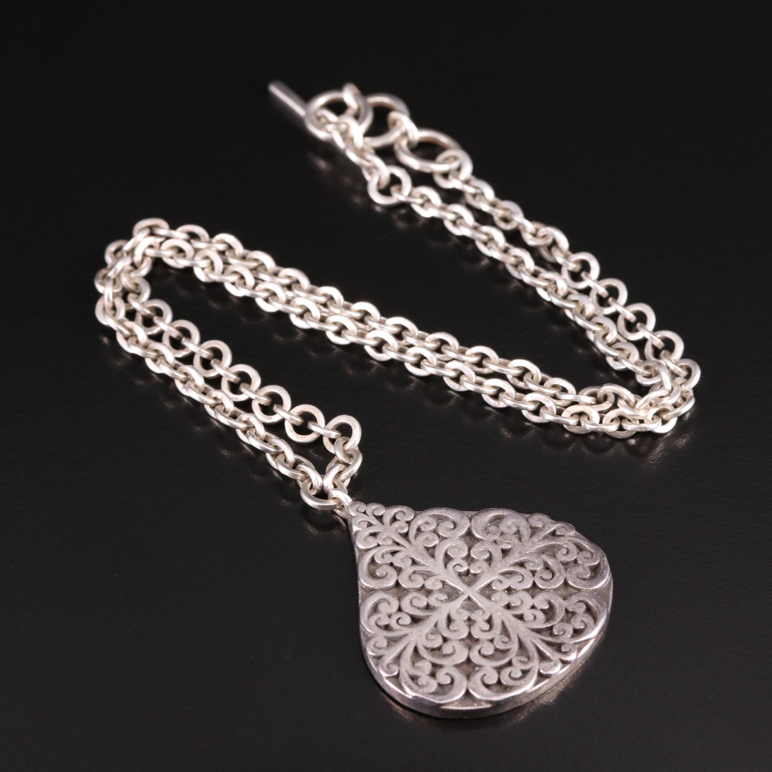 Lois Hill Sterling Drop Pendant Necklace