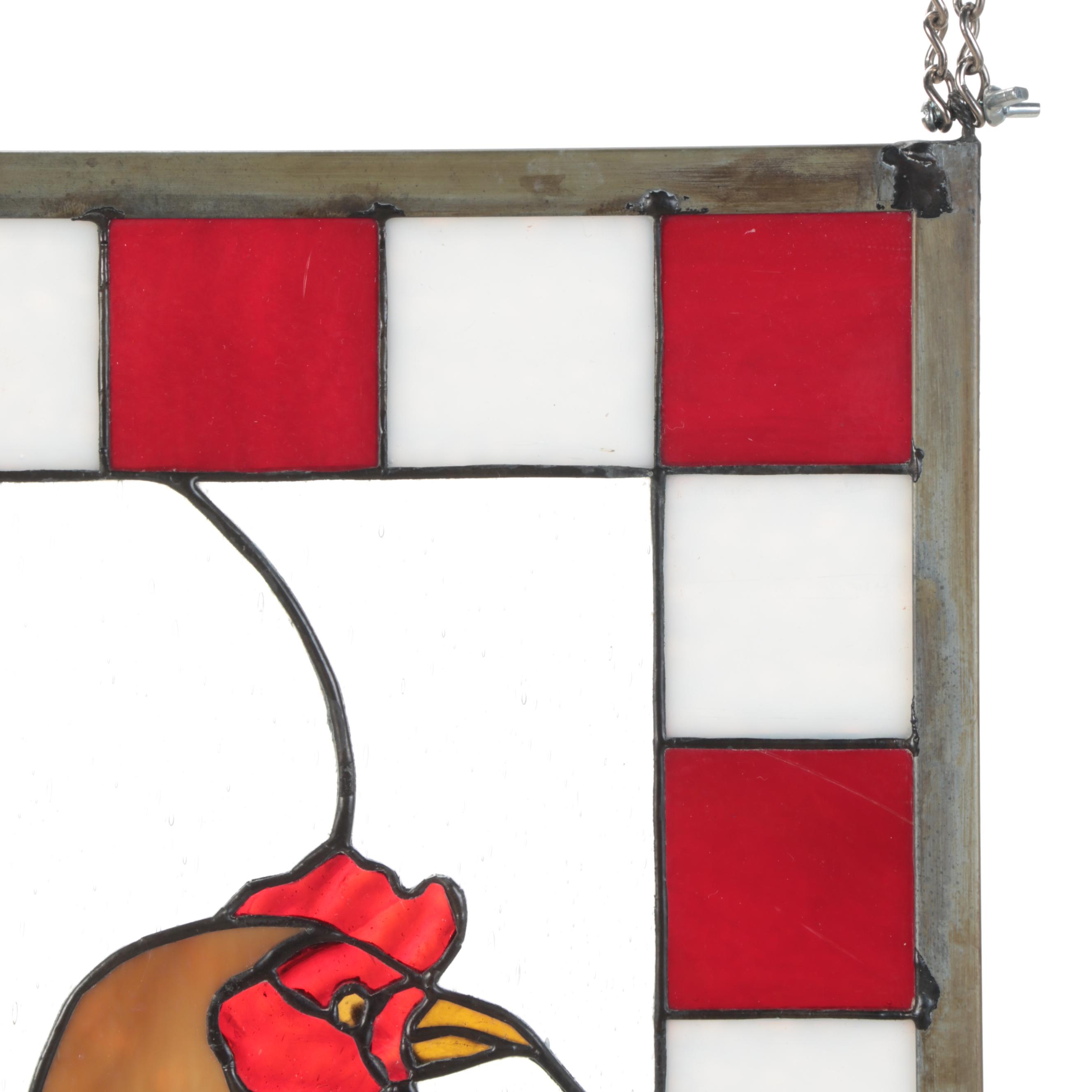 Chicken Stained Glass Window Panel