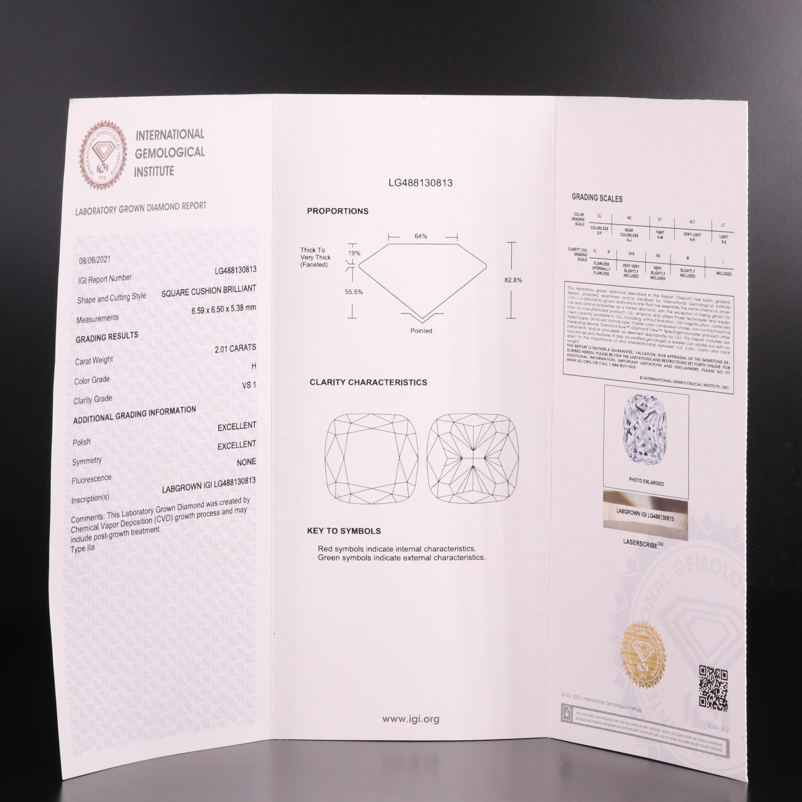 Loose 2.01 CT Lab Grown Diamond with IGI Report