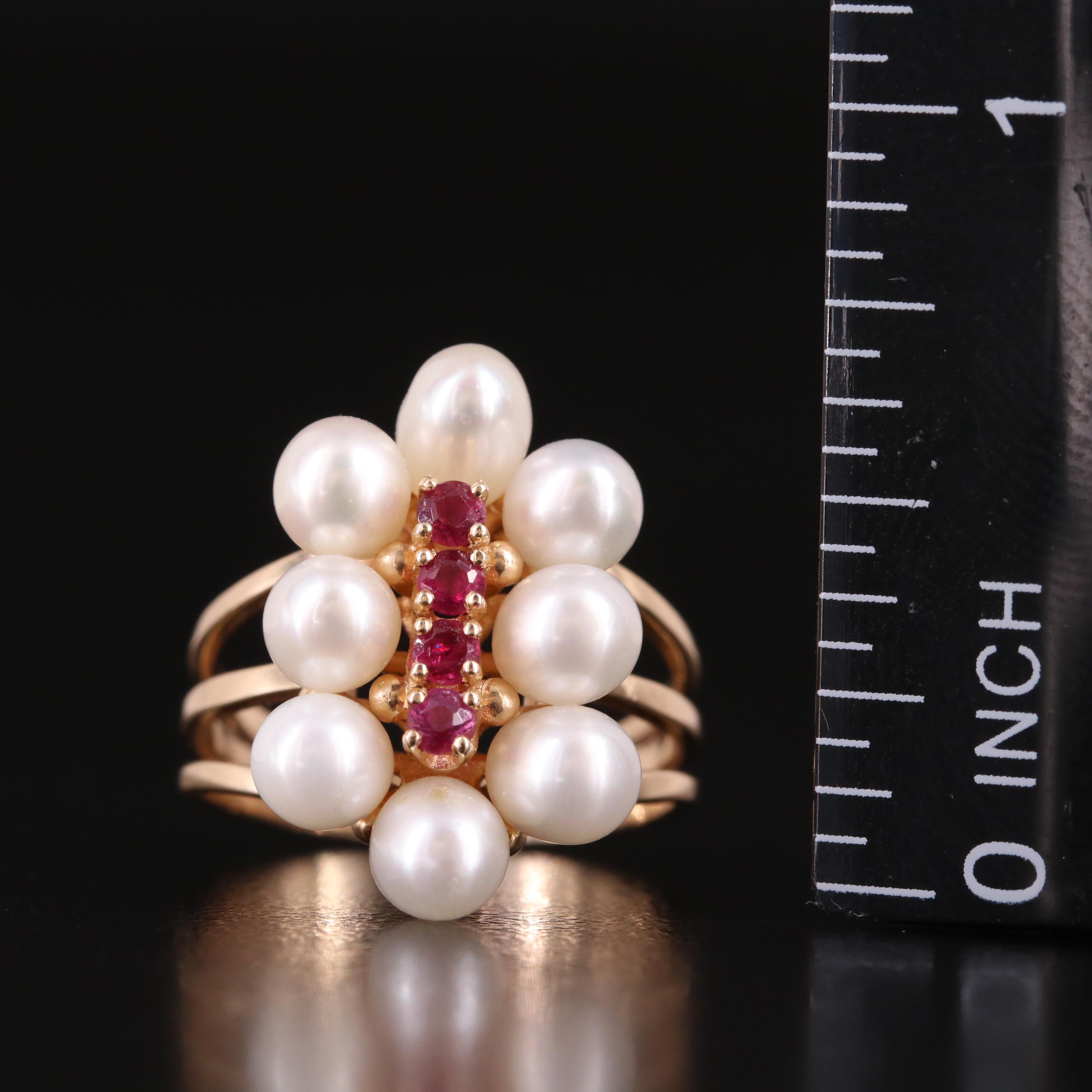 14K  Pearl and Ruby Ring