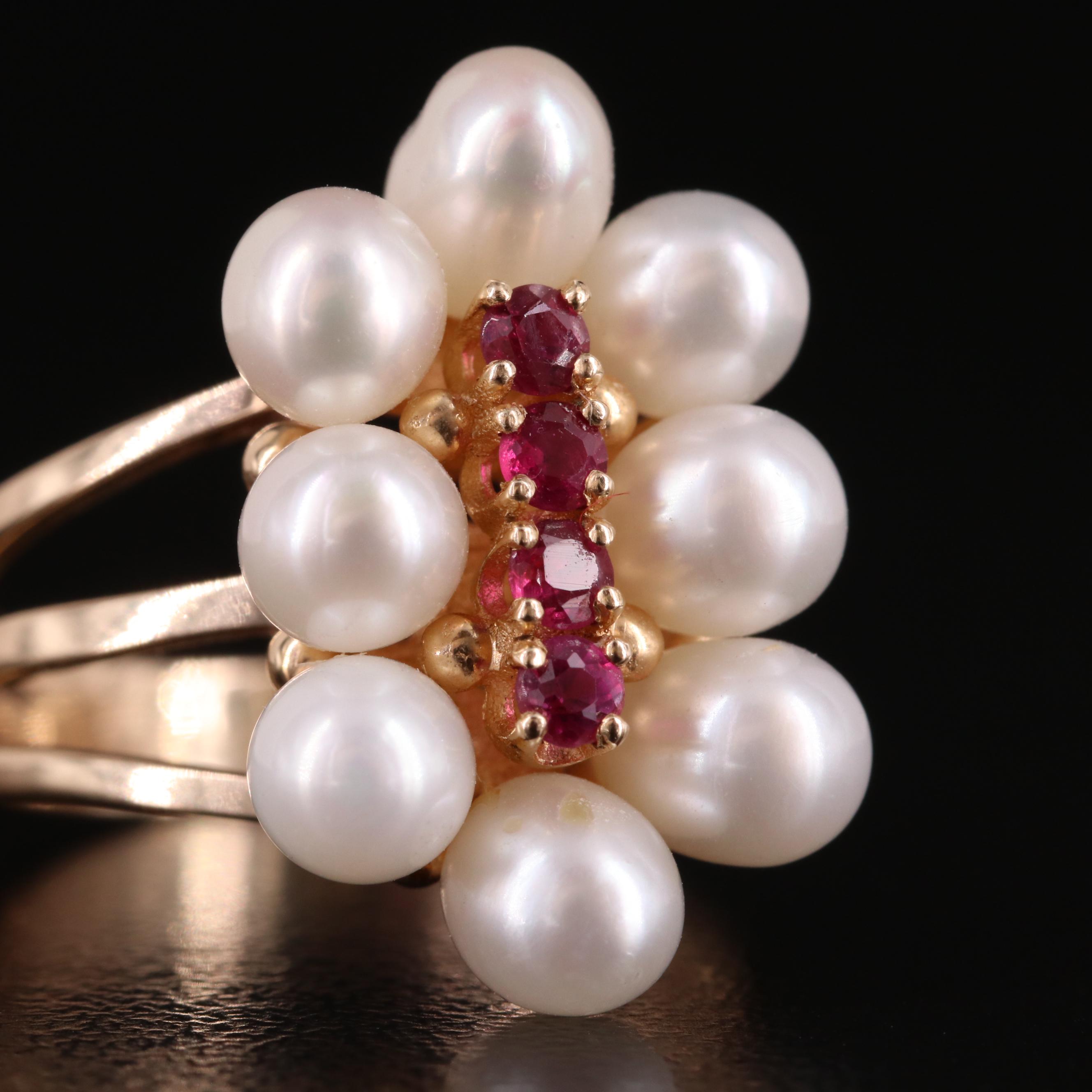 14K  Pearl and Ruby Ring